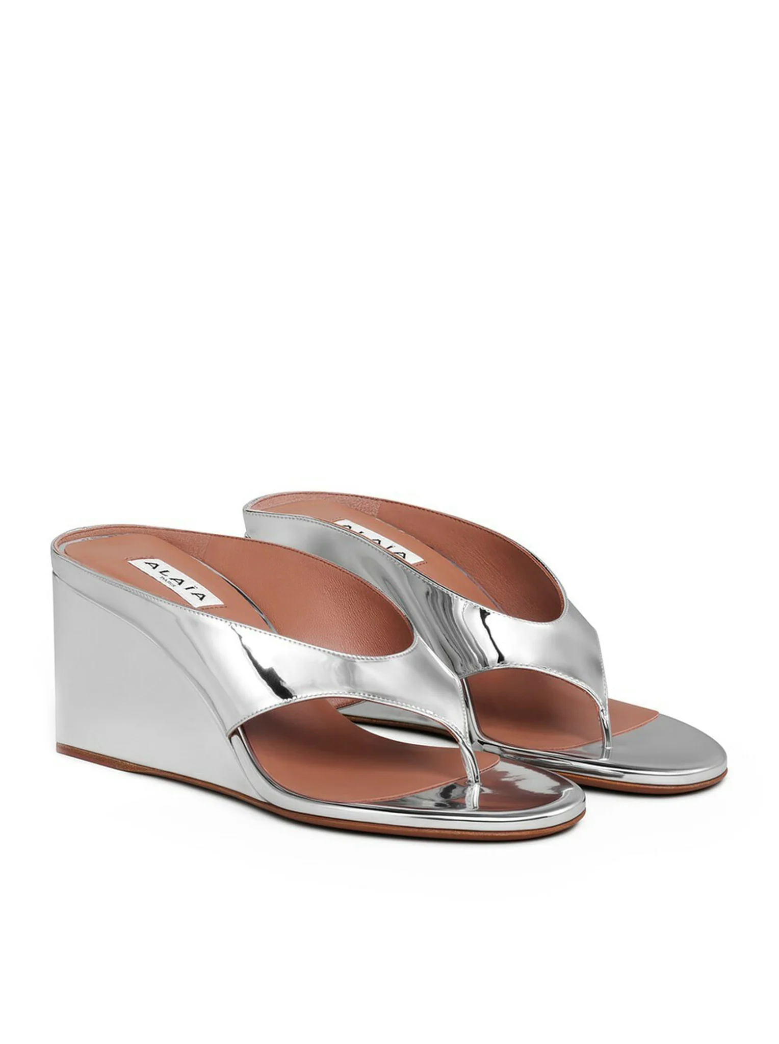 CUBE FLIP-FLOPS IN SHINY LEATHER WITH A MIRROR EFFECT - Image 2