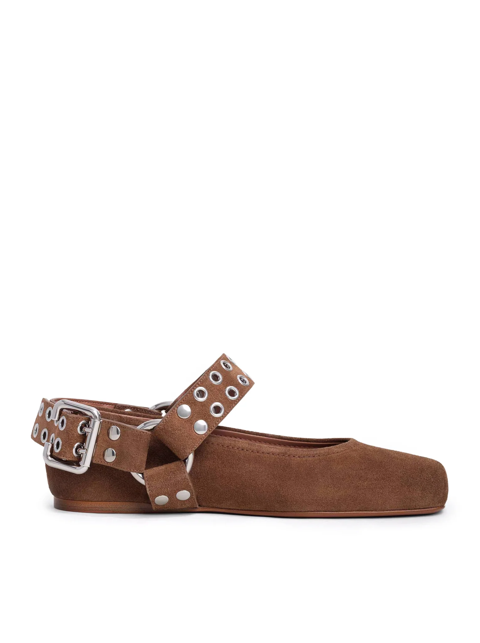 FLAT BIKER BALLERINAS IN SUEDE