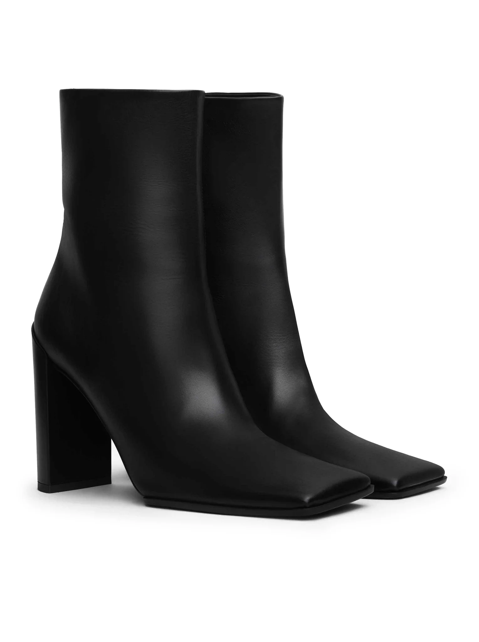 SQUARE LEATHER ANKLE BOOTS - Image 2