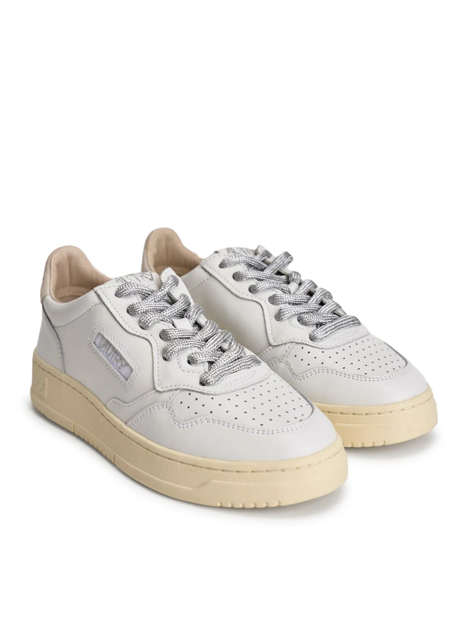 MEDALIST LOW SNEAKERS IN WHITE LEATHER WITH SILVER LUREX DETAILS - Image 2
