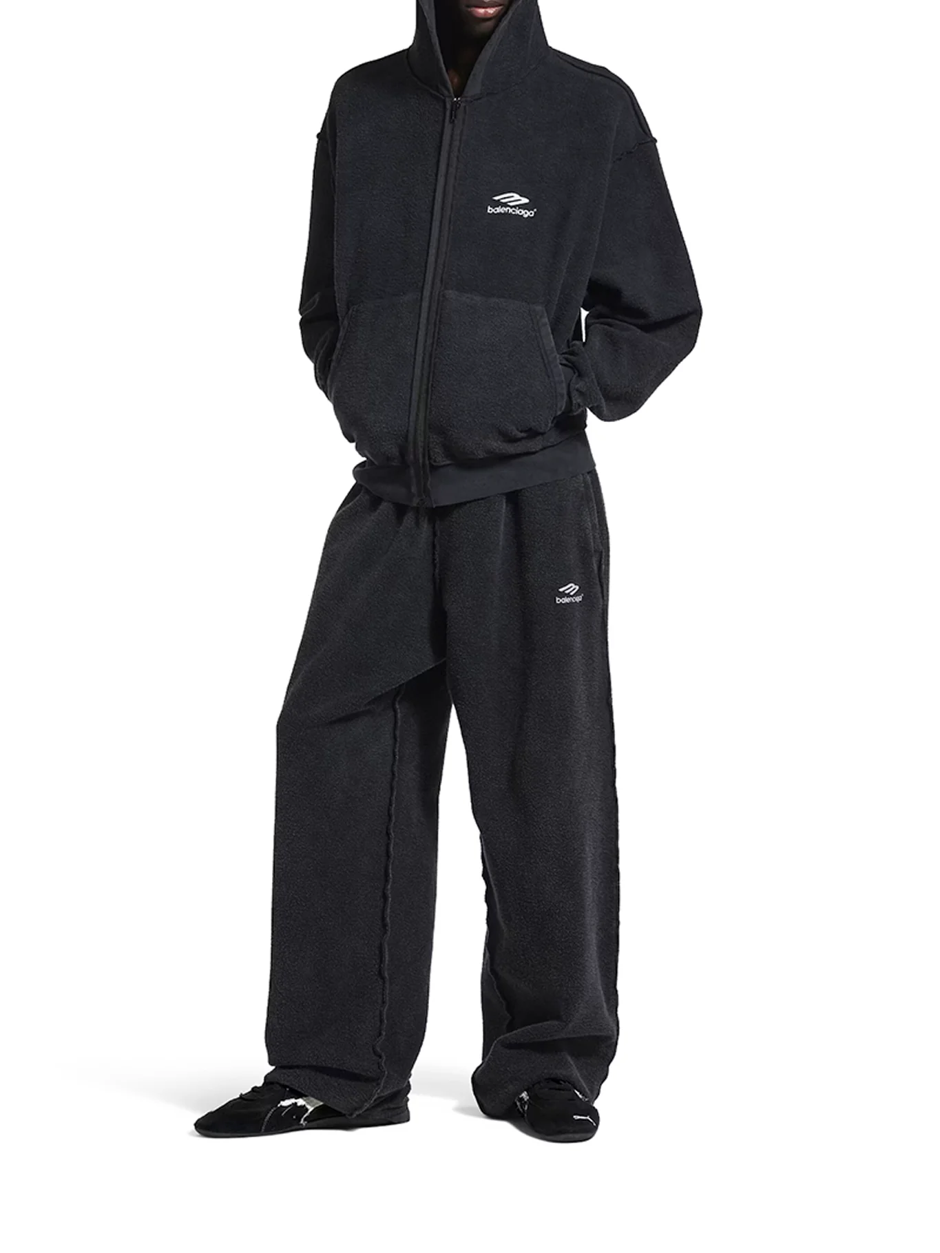 3B SPORTS ICON INSIDE-OUT ZIP-UP SWEATSHIRT IN FADED BLACK - Image 2