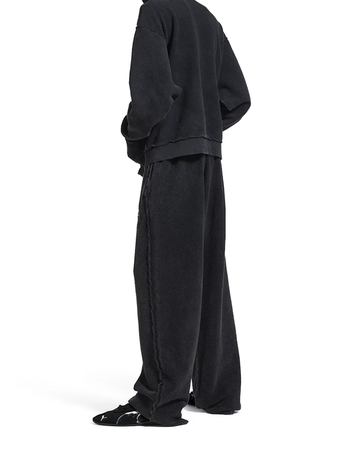 3B SPORTS ICON INSIDE-OUT ZIP-UP SWEATSHIRT IN FADED BLACK - Image 4