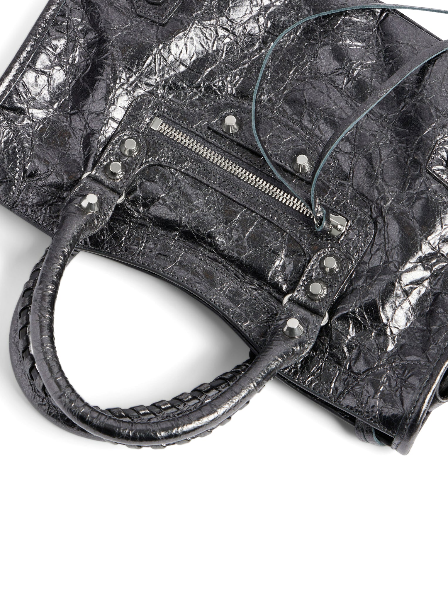 LE CITY SMALL METALLIC WOMEN`S BAG IN STEEL GREY - Image 5