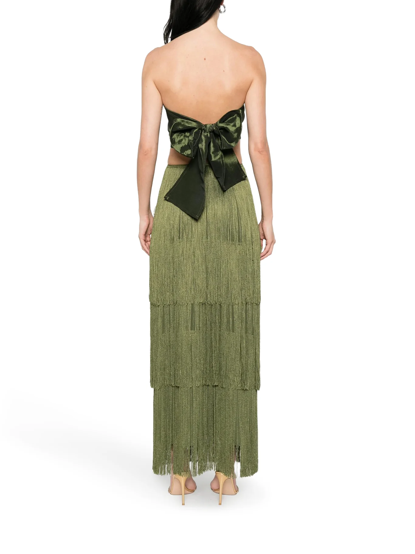 LONG DRESS WITH FRINGES AND SATIN BOW - Image 3