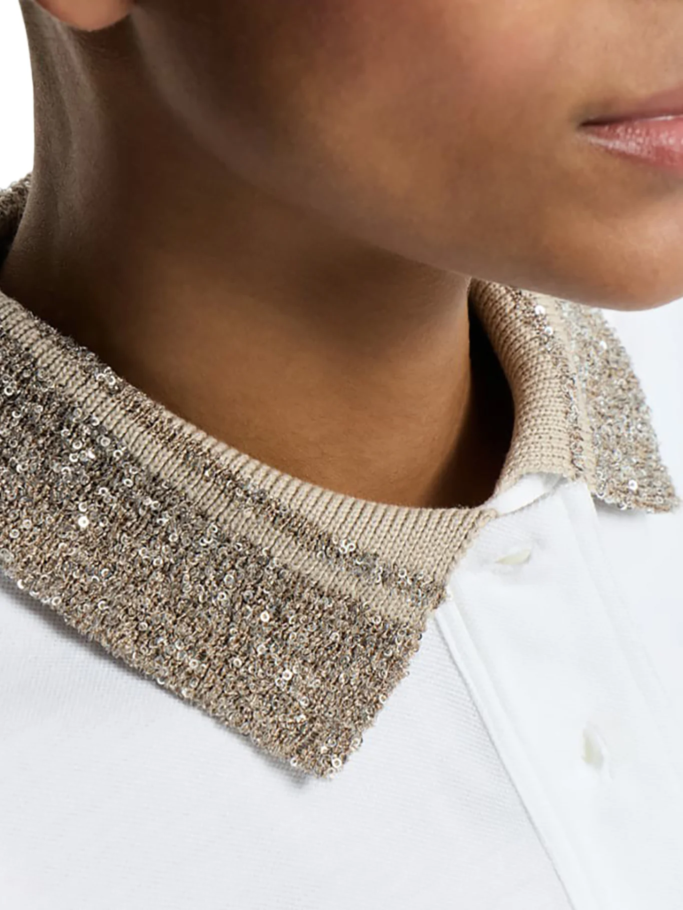 COTTON JERSEY POLO SHIRT WITH DAZZLING KNIT COLLAR - Image 5