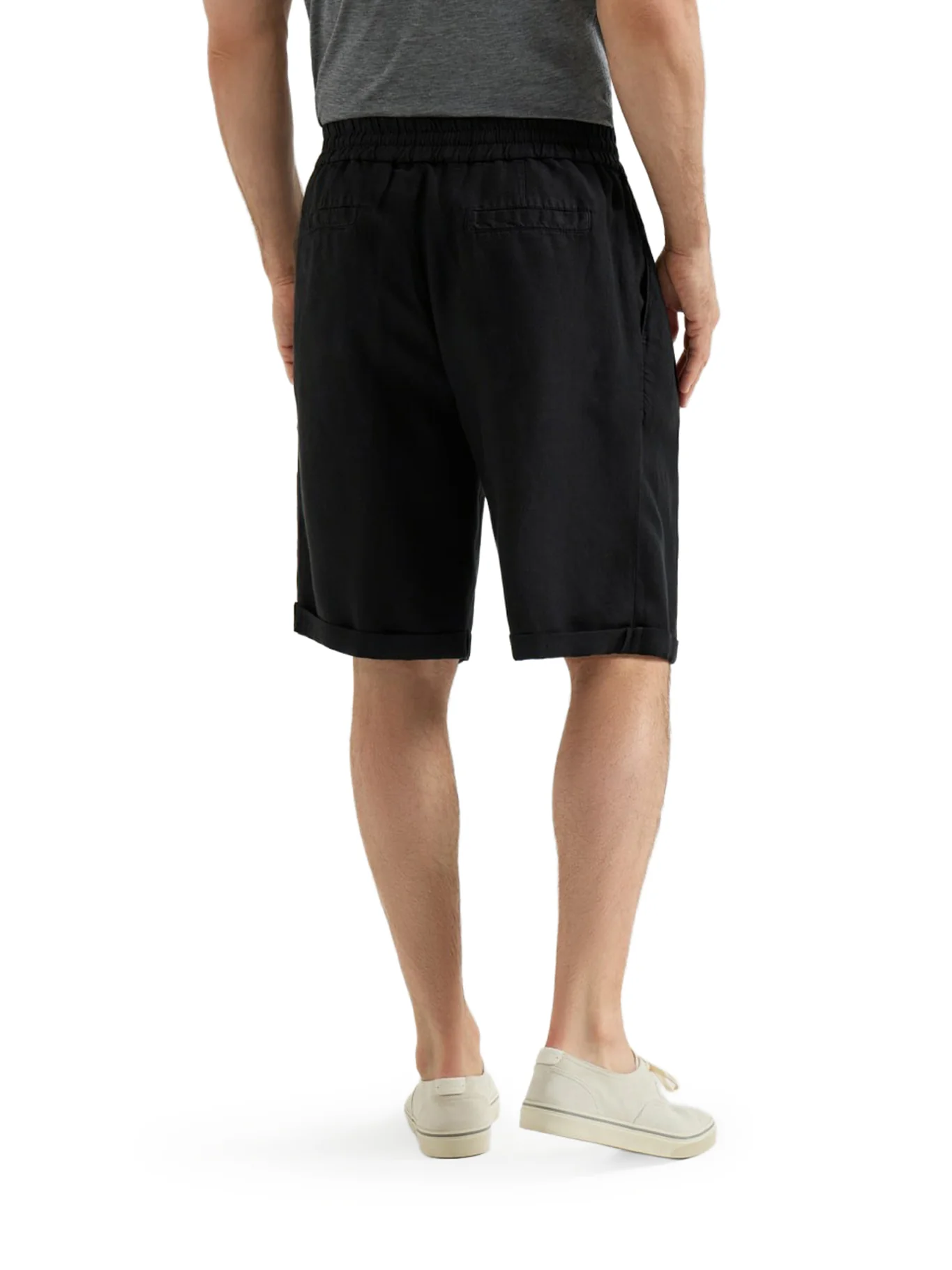 GARMENT DYED LINEN GABARDINE BERMUDA SHORTS WITH DRAWSTRING AND DARTS - Image 4