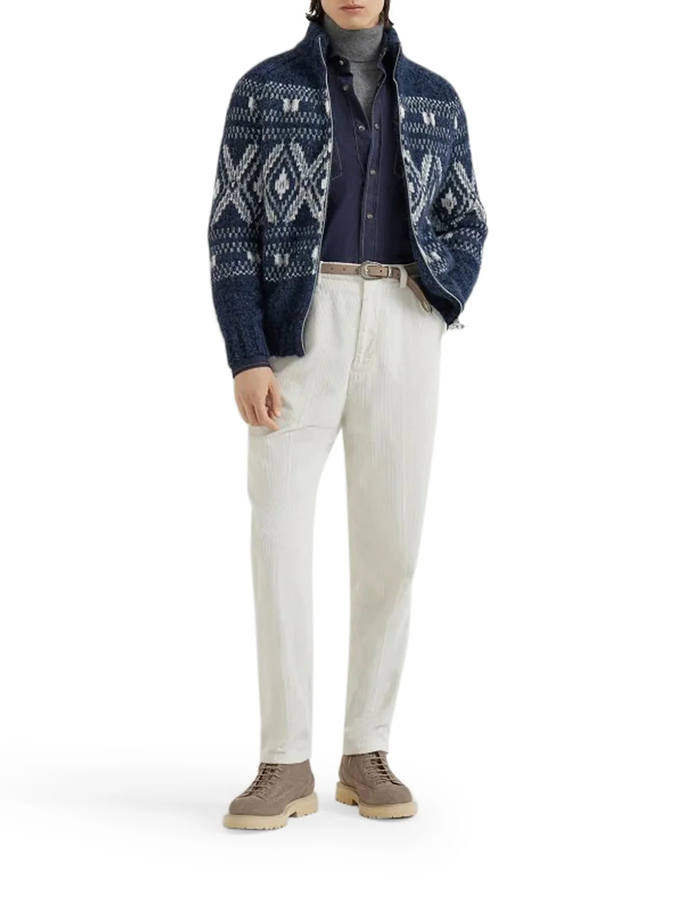 GEOMETRIC JACQUARD CARDIGAN IN WOOL AND CASHMERE - Image 2