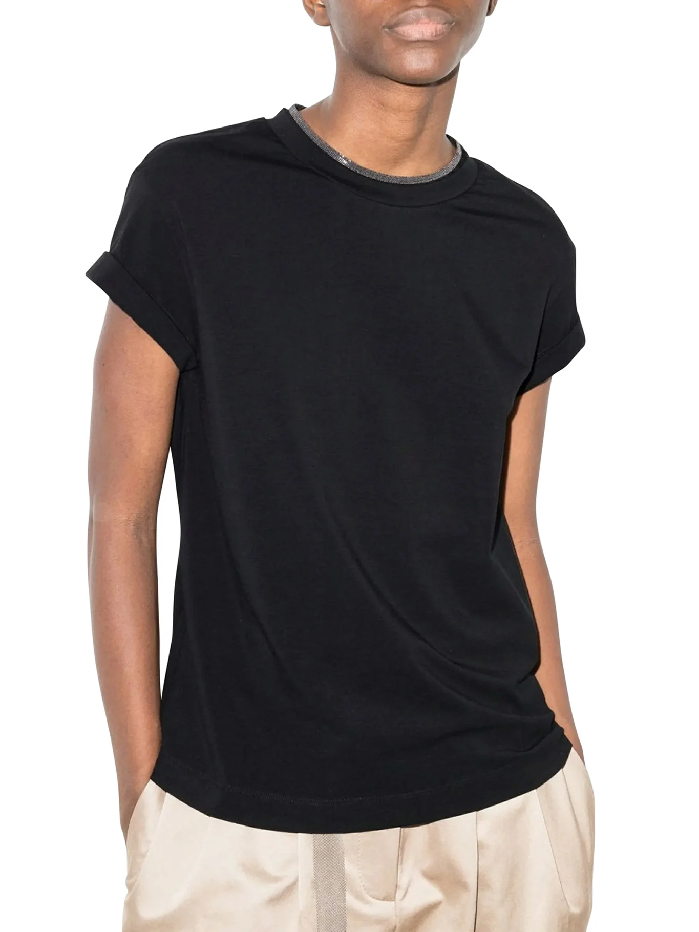 JERSEY T-SHIRT WITH PRECIOUS FAUX LAYERING - Image 3