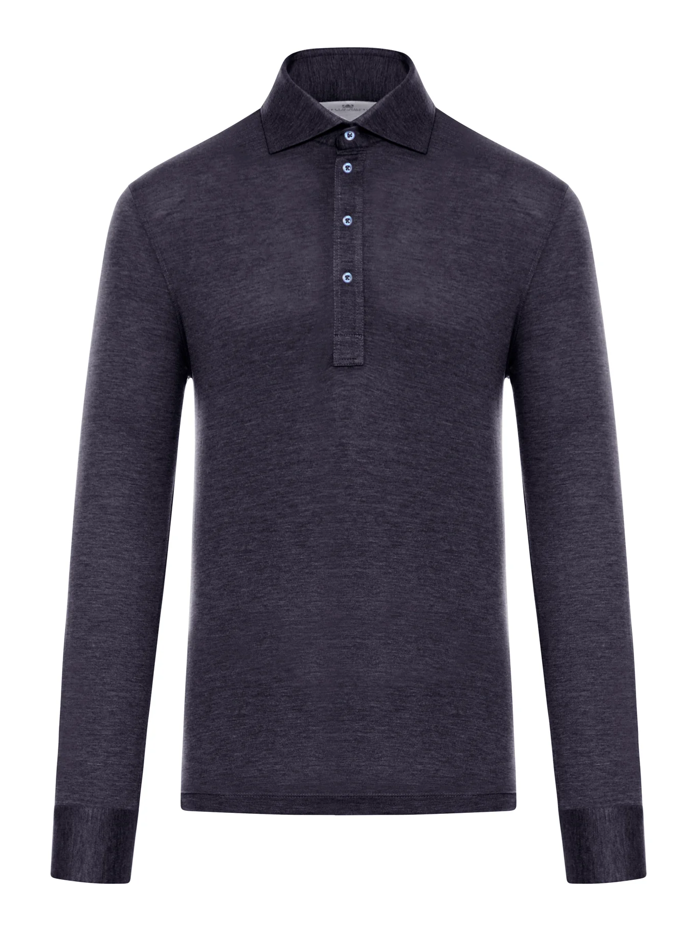 LONG-SLEEVED POLO SHIRT IN LIGHT SILK AND COTTON JERSEY WITH SHIRT COLLAR