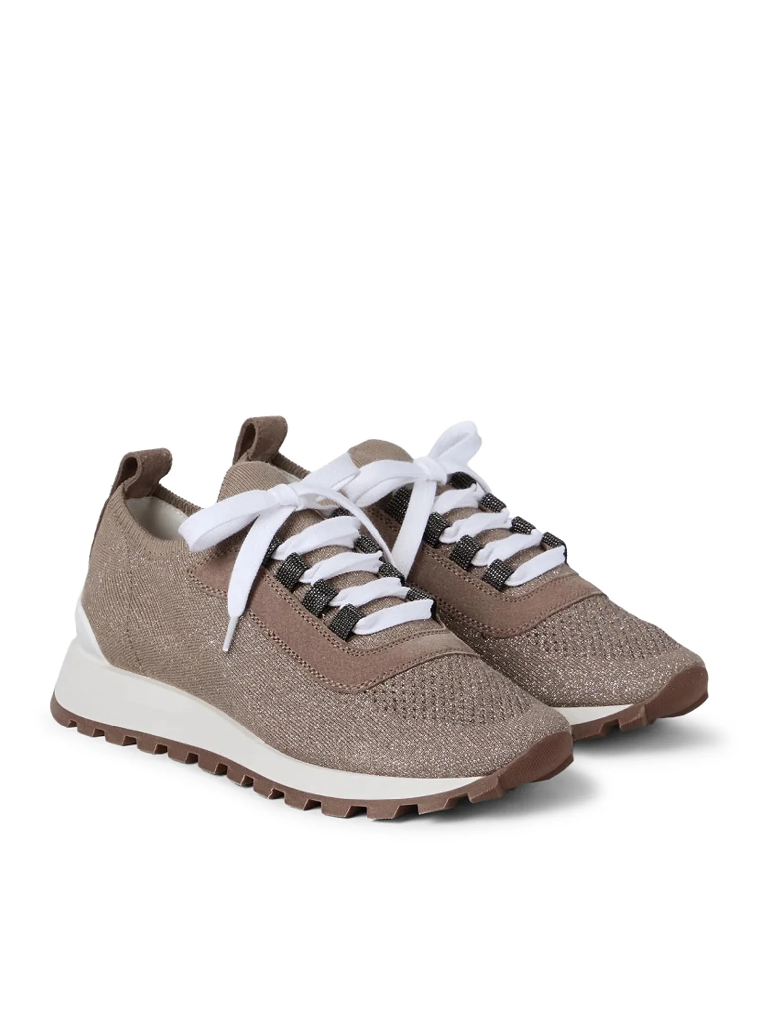 SPARKLING SUEDE AND COTTON MESH RUNNERS WITH SHINY EYELETS - Image 3