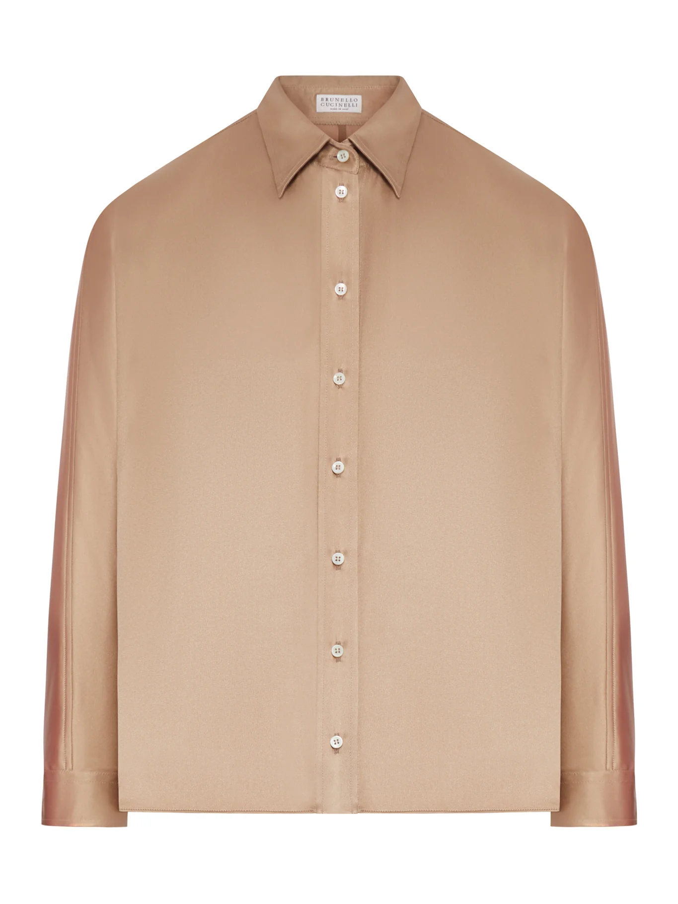 STRETCH SILK SATIN SHIRT WITH MOBILE