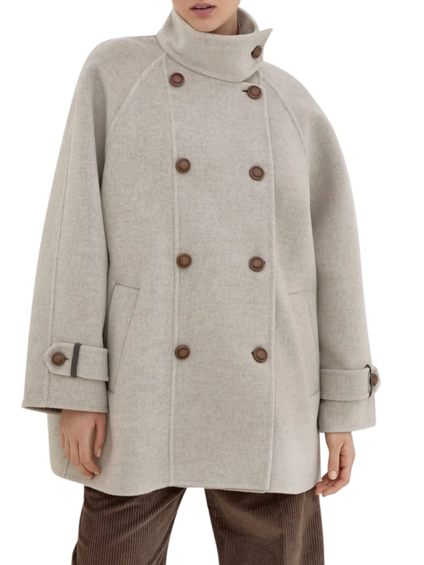 WOOL AND CASHMERE CABAN WITH SHINY CUFF DETAILS - Image 3