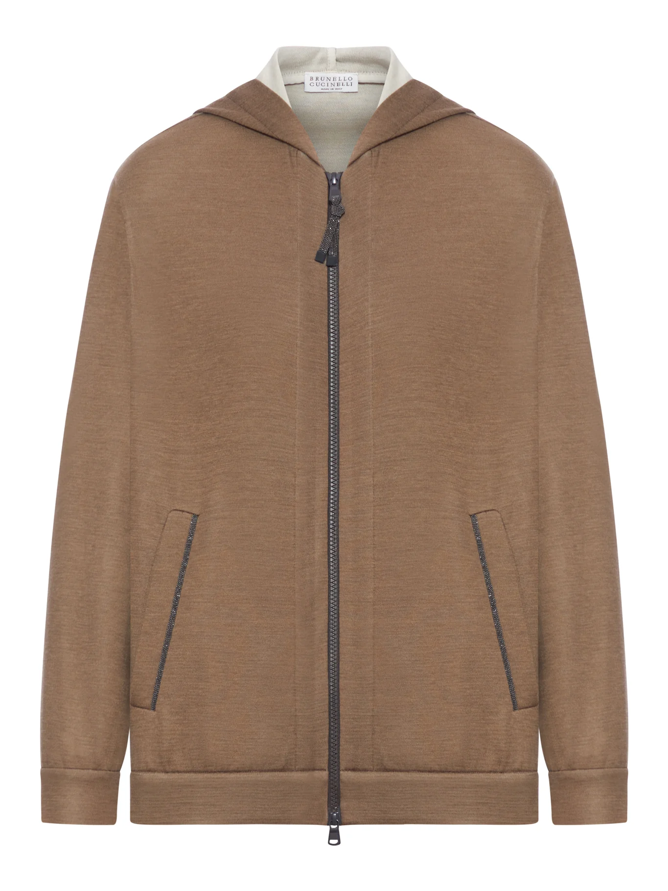 COTTON AND SILK ZIP-UP HOODIE