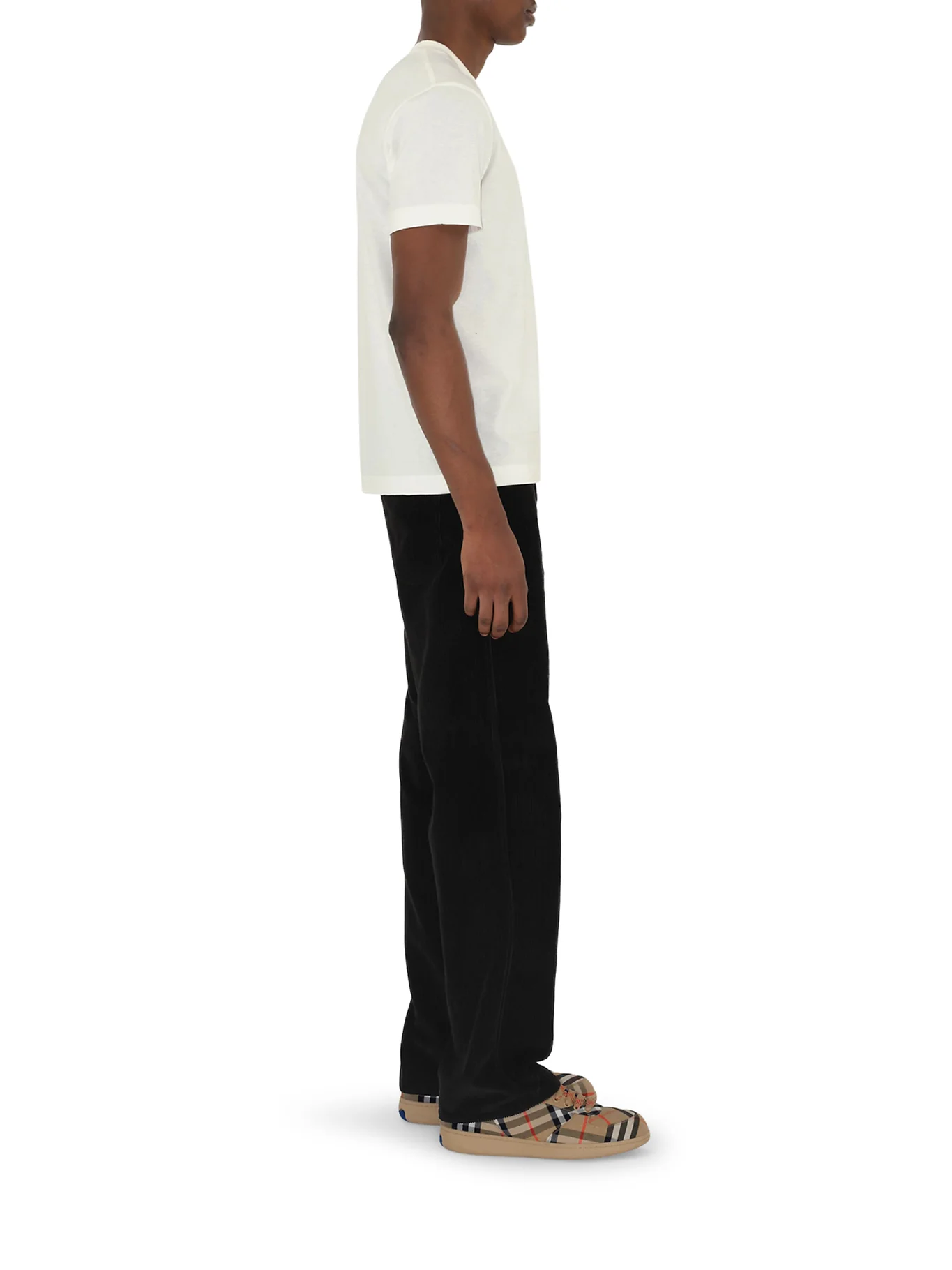 COTTON T-SHIRT WITH CHECK APPLIQUE - Image 4