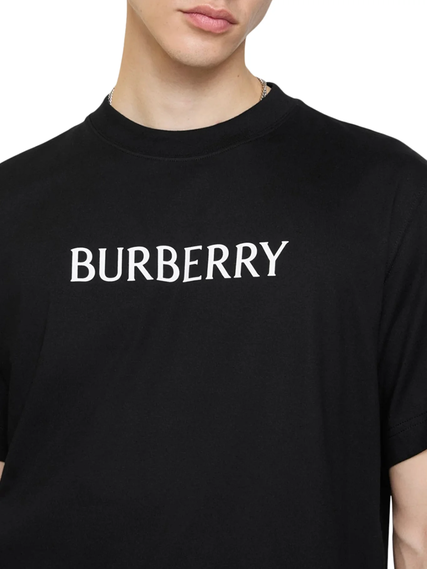 COTTON T-SHIRT WITH PRINTED BURBERRY LOGO - Image 3