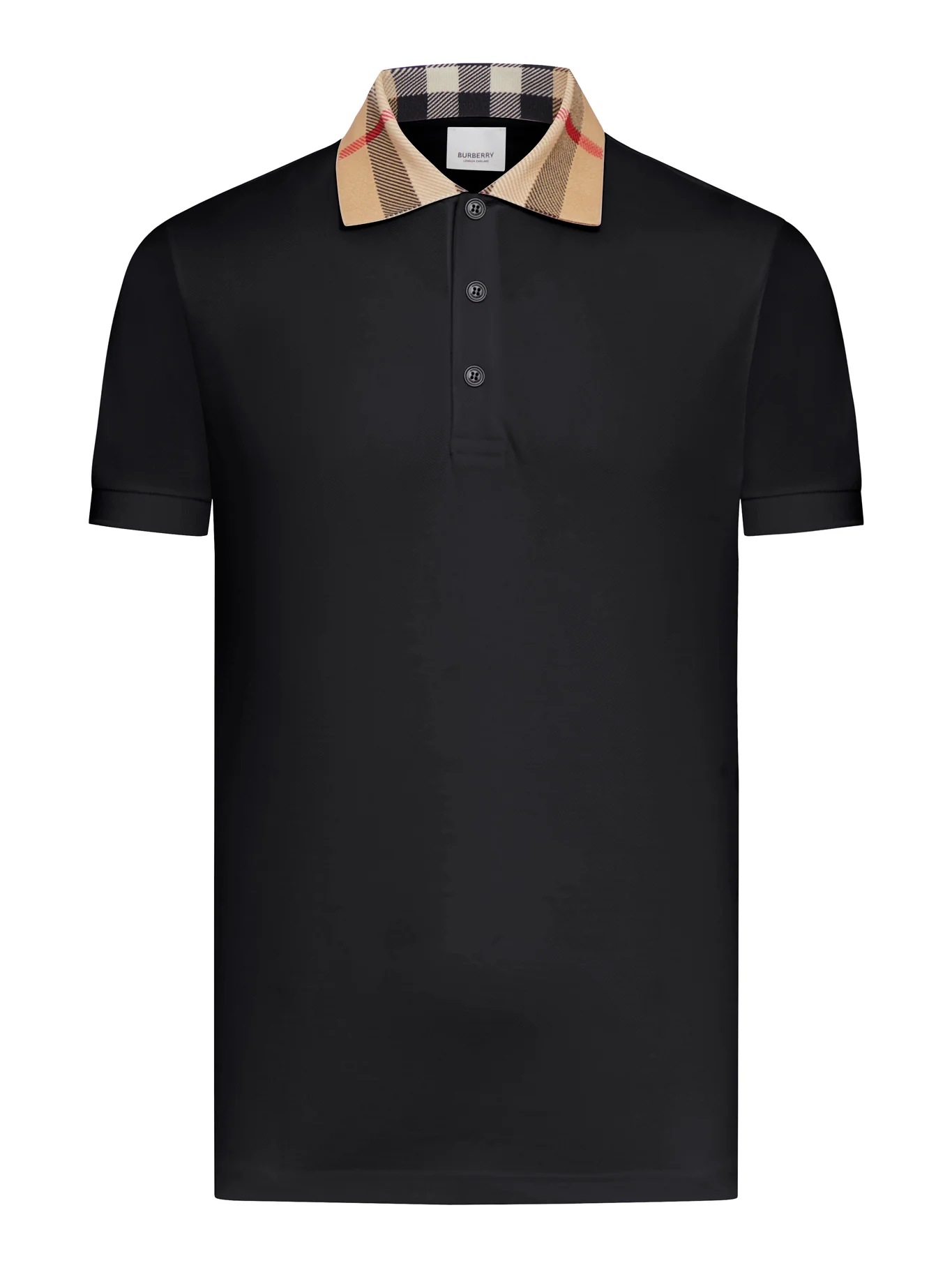 COTTON PIQUÉ POLO SHIRT WITH BURBERRY CHECK COLLAR