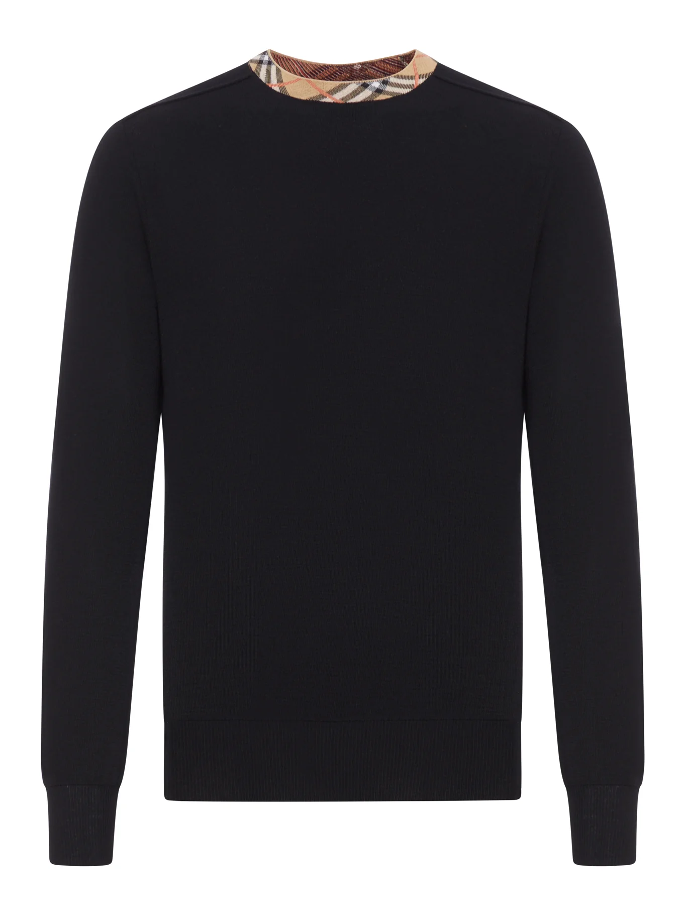 WOOL PULLOVER WITH CHECK FINISHES