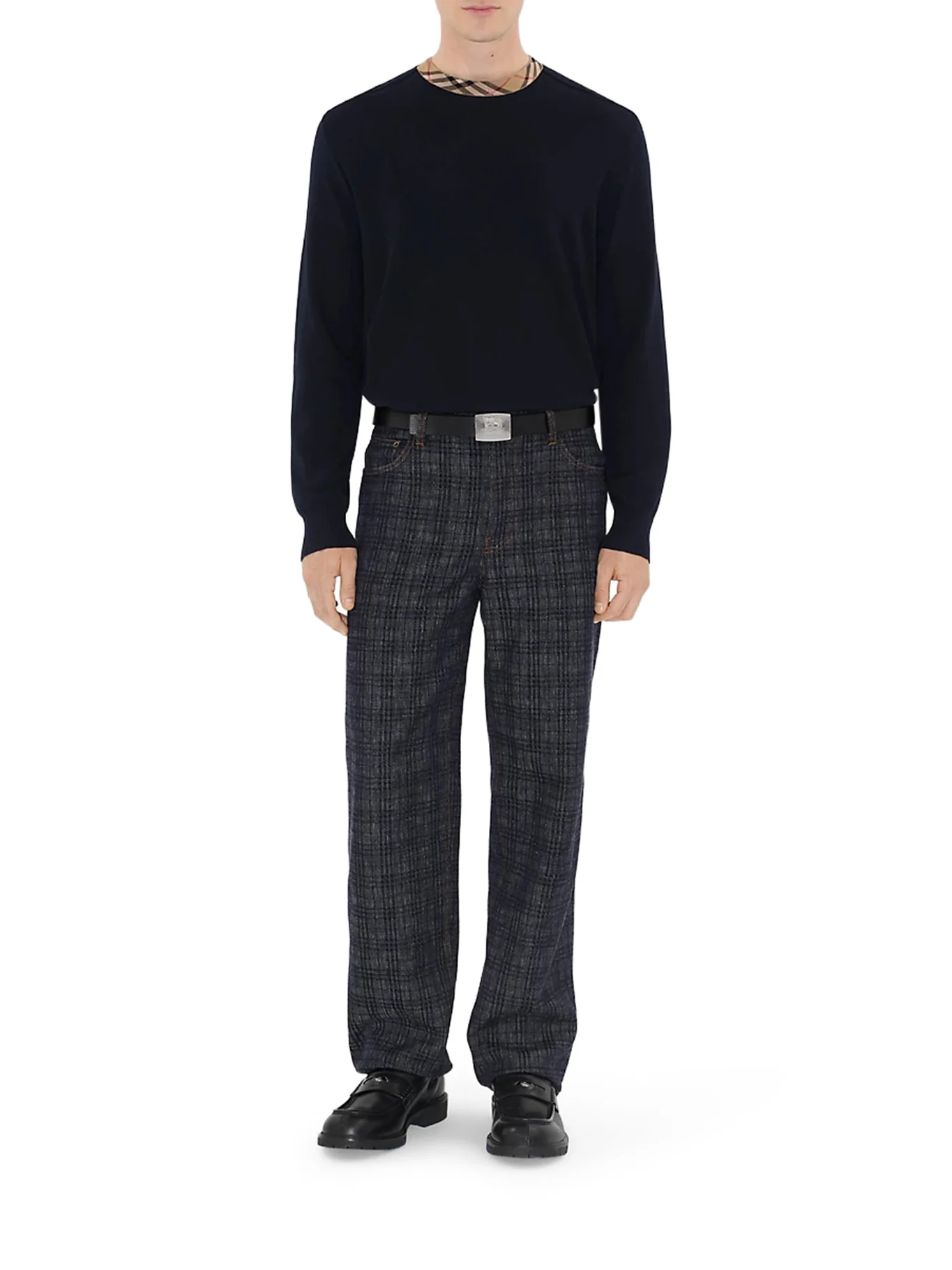 WOOL PULLOVER WITH CHECK FINISHES - Image 2
