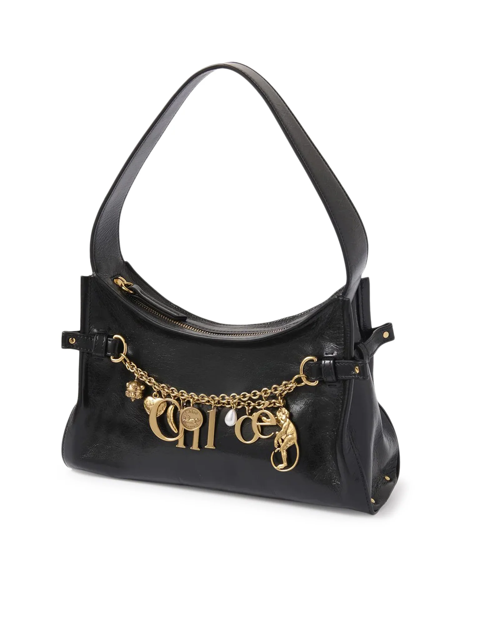 CHLOE` CHARMS HOBO BAG IN SHINY LEATHER - Image 4