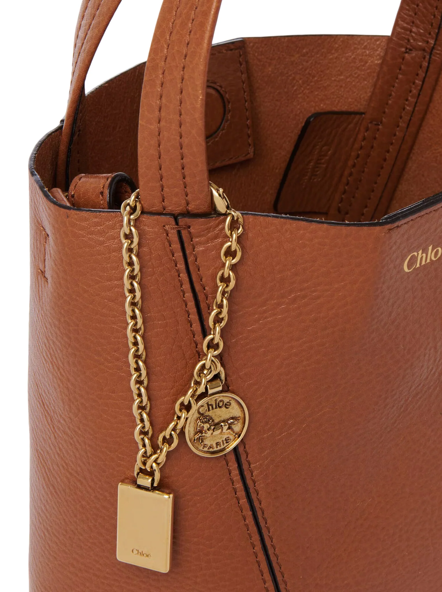CHLOÉ SPIN SMALL TOTE BAG IN GRAINY LEATHER - Image 8