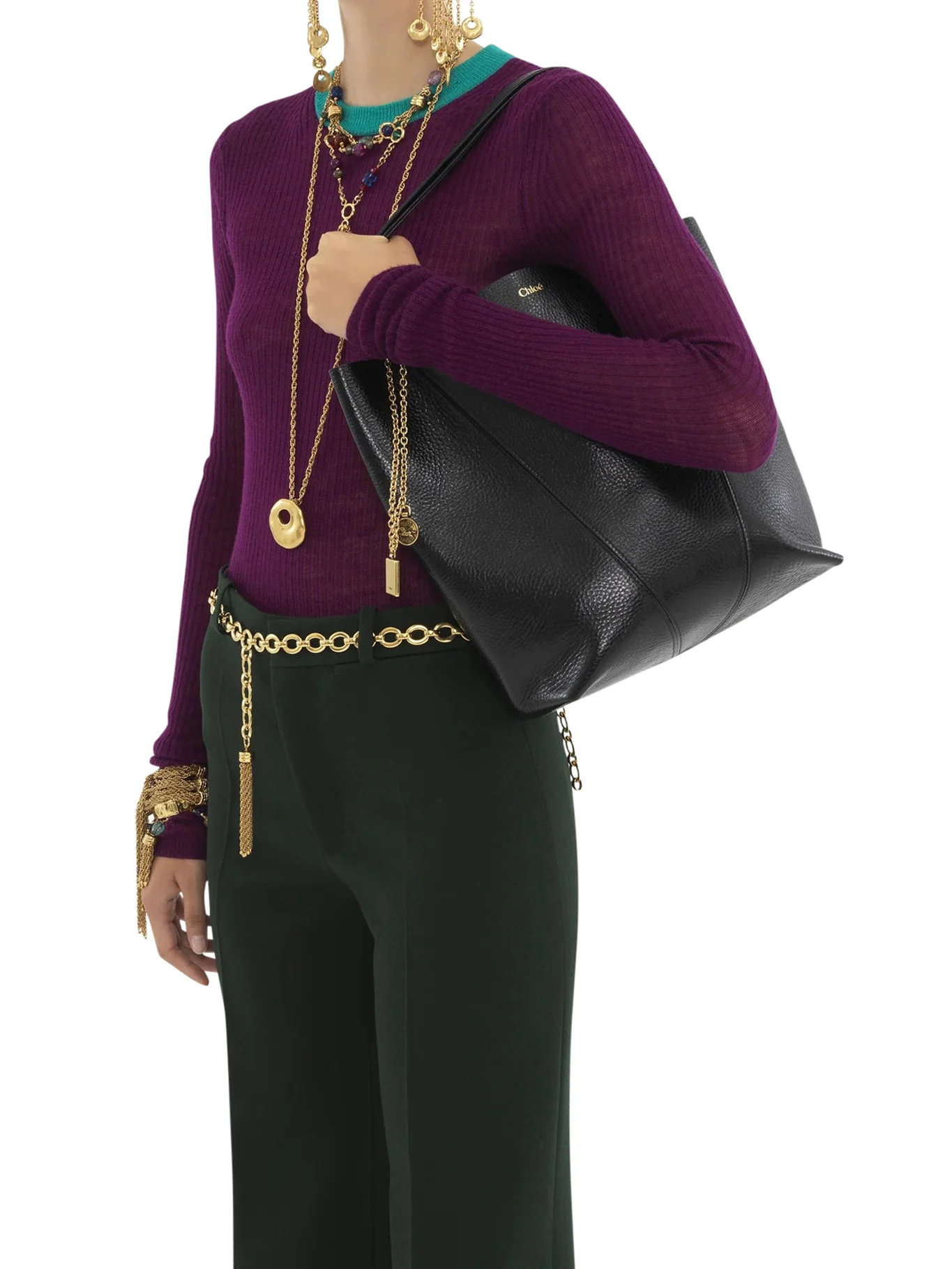 CHLOÉ SPIN TOTE BAG IN GRANATE LEATHER - Image 3