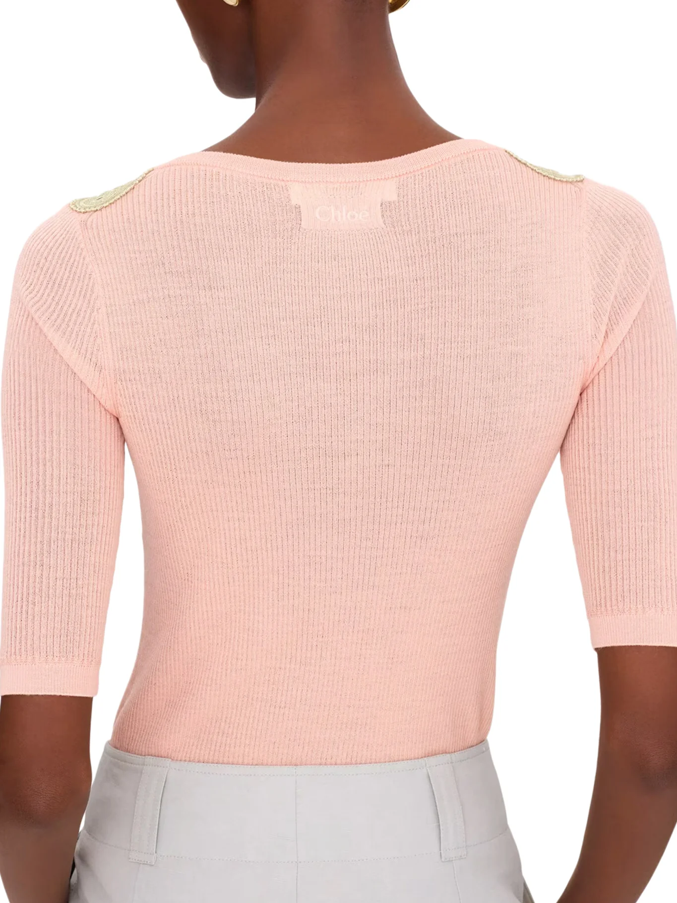 FITTED SWEATER IN WOOL AND LACE KNIT - Image 3