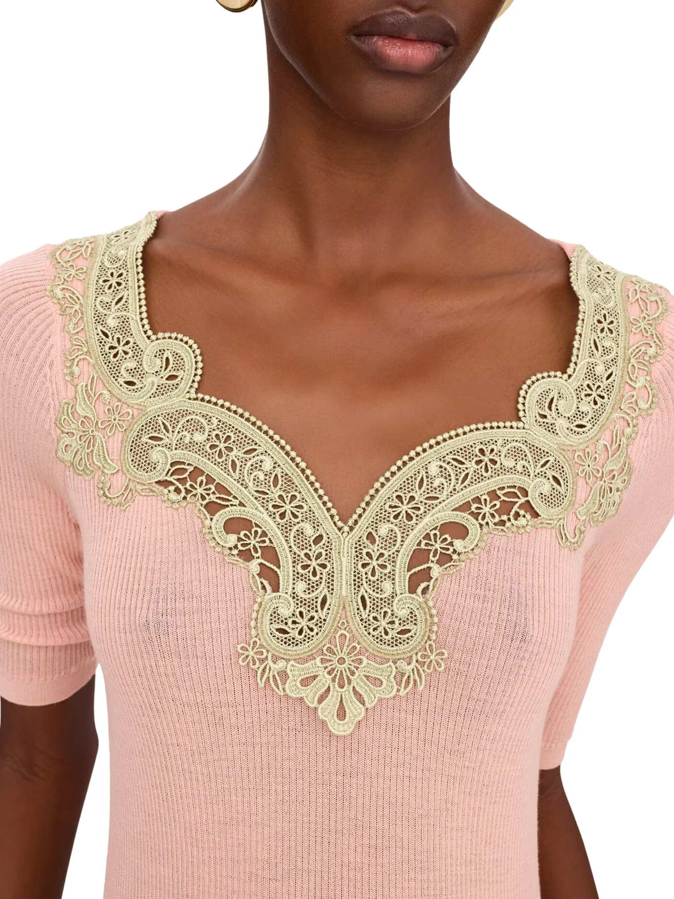 FITTED SWEATER IN WOOL AND LACE KNIT - Image 4