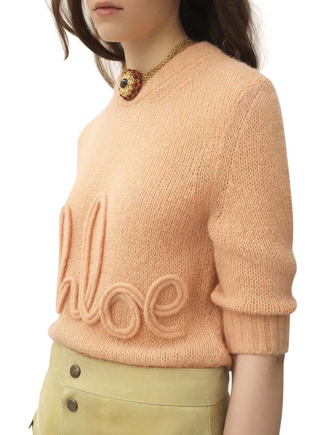 ALPACA WOOL AND SILK KNIT SWEATER WITH LOGO - Image 4