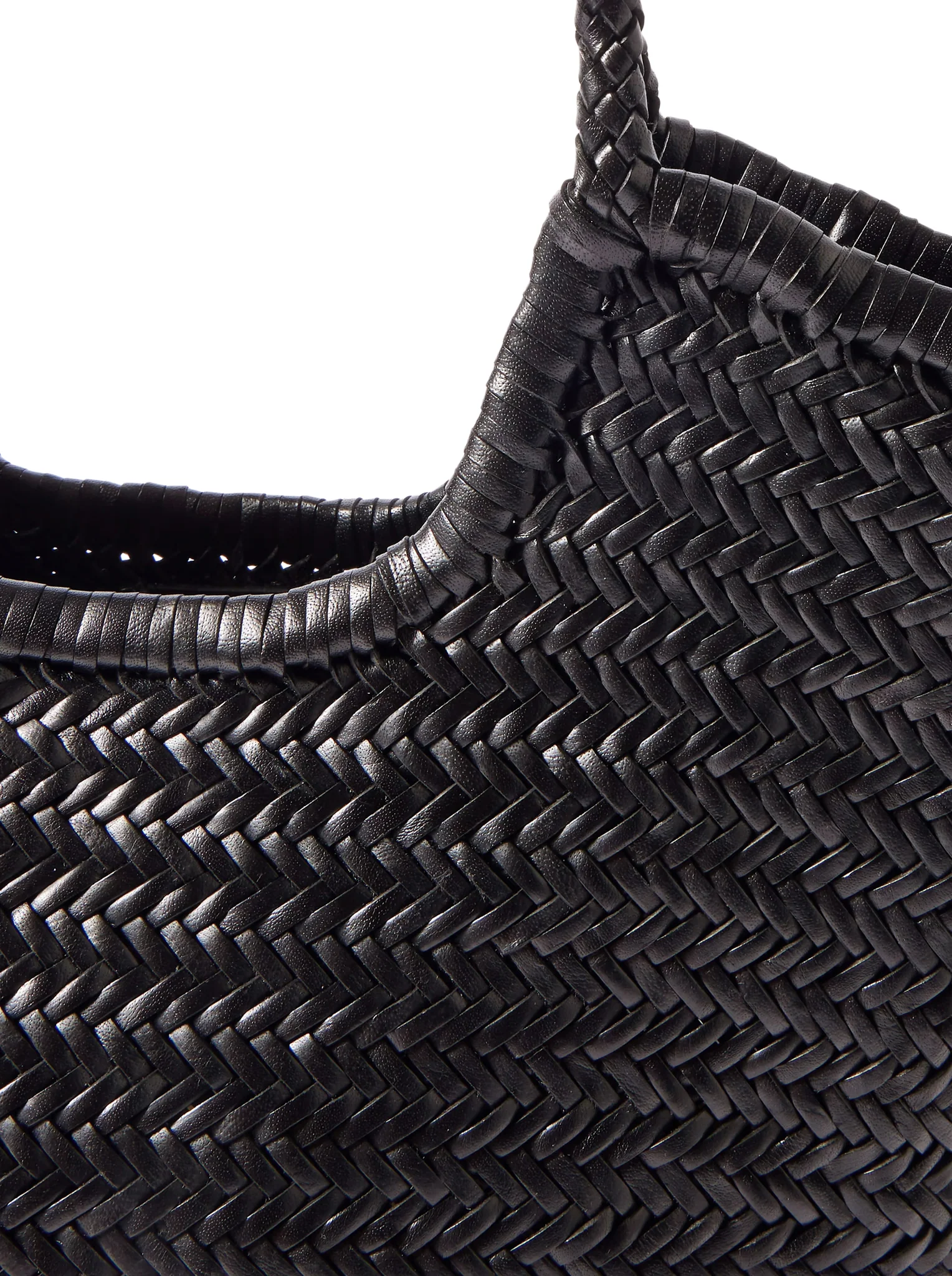 NS DIAGONAL BLACK LEATHER TOTE BAG - Image 6