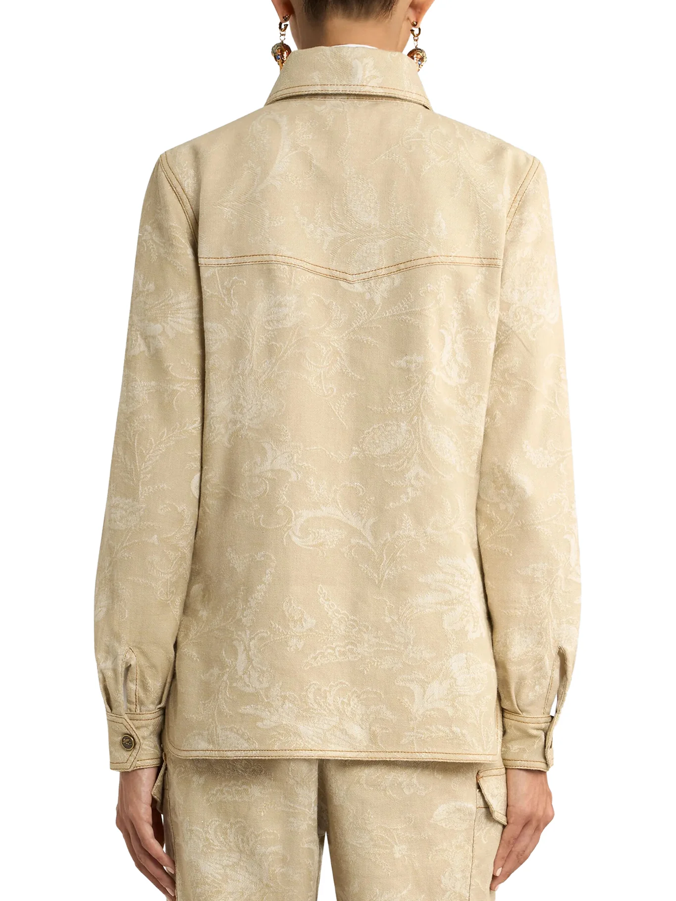 JACQUARD OVERSHIRT WITH TONE-ON-TONE FLORAL PATTERN - Image 4