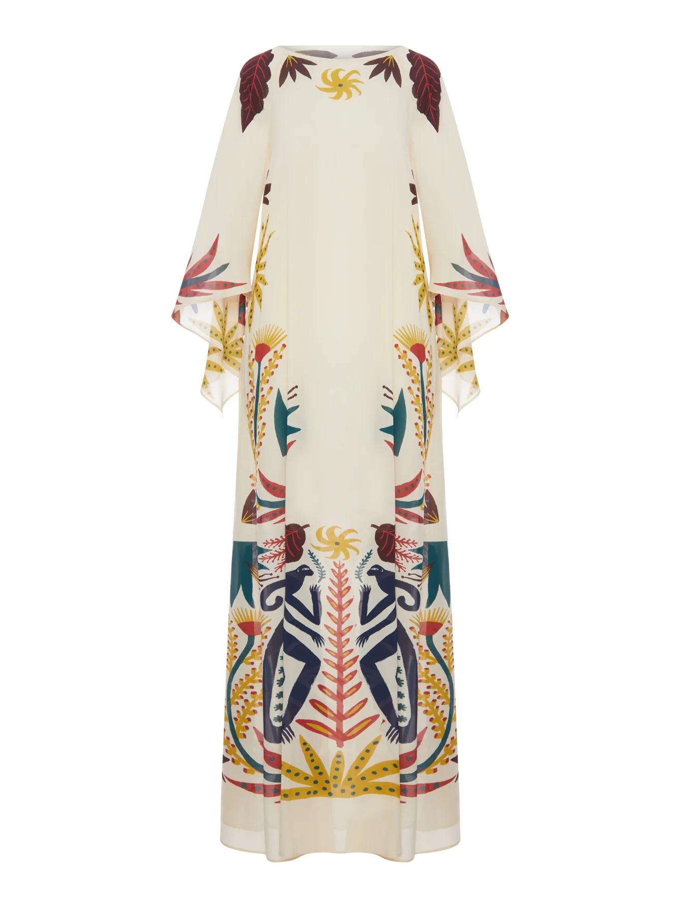 LONG CAFTAN DRESS WITH ARTISTIC PRINT