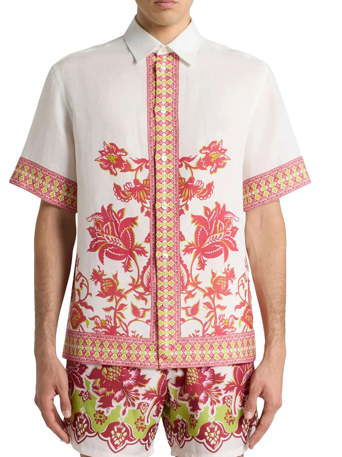 OVERSIZED LINEN SHIRT WITH PLACED FLORAL PRINT - Image 2