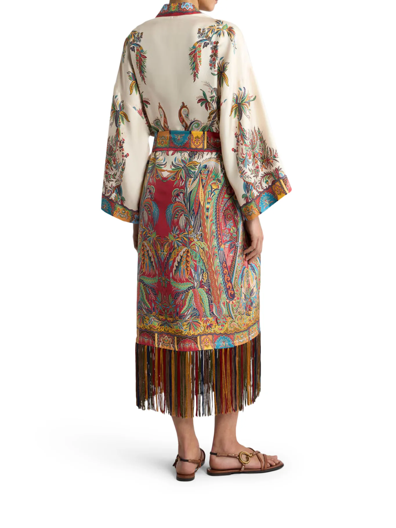 SILK DUSTER COAT WITH FRINGES AND PAISLEY FOLIAGE PRINT - Image 3