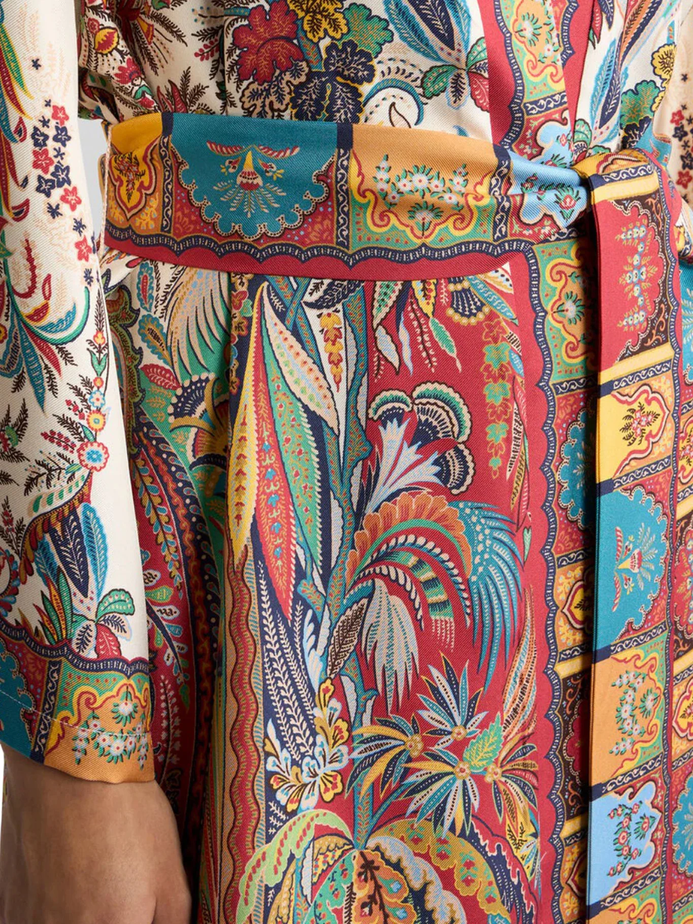 SILK DUSTER COAT WITH FRINGES AND PAISLEY FOLIAGE PRINT - Image 5