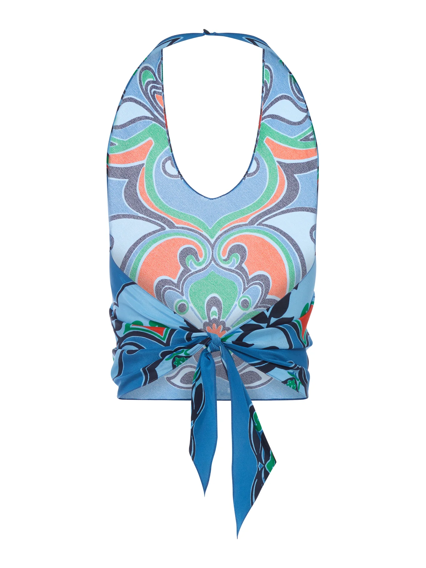 SILK HALTER TOP WITH ORNAMENTAL PRINT - Image 2