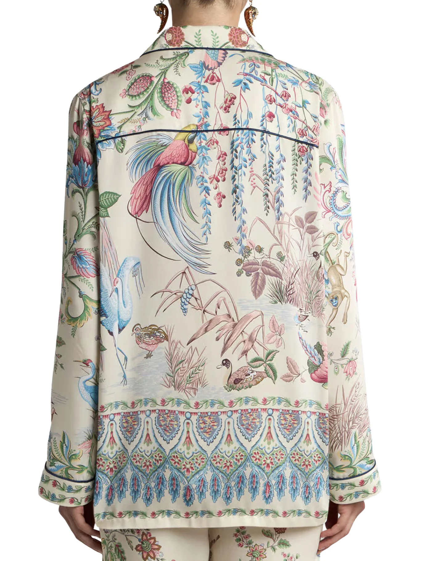 TWILL SHIRT WITH PLACED FLORA AND FAUNA PRINT - Image 4