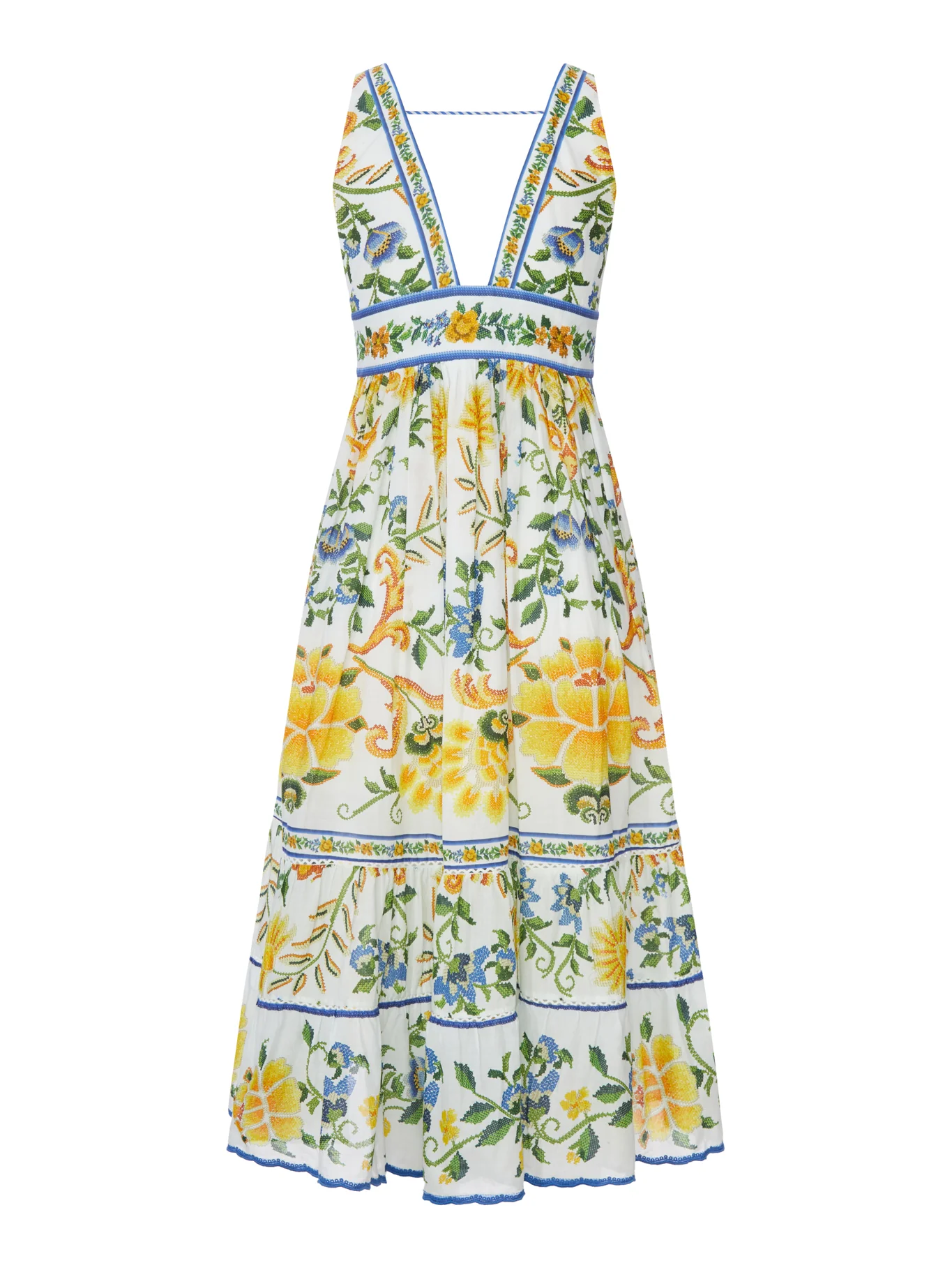 LONG DRESS WITH FLORAL PRINT AND DEEP V-NECK - Image 2