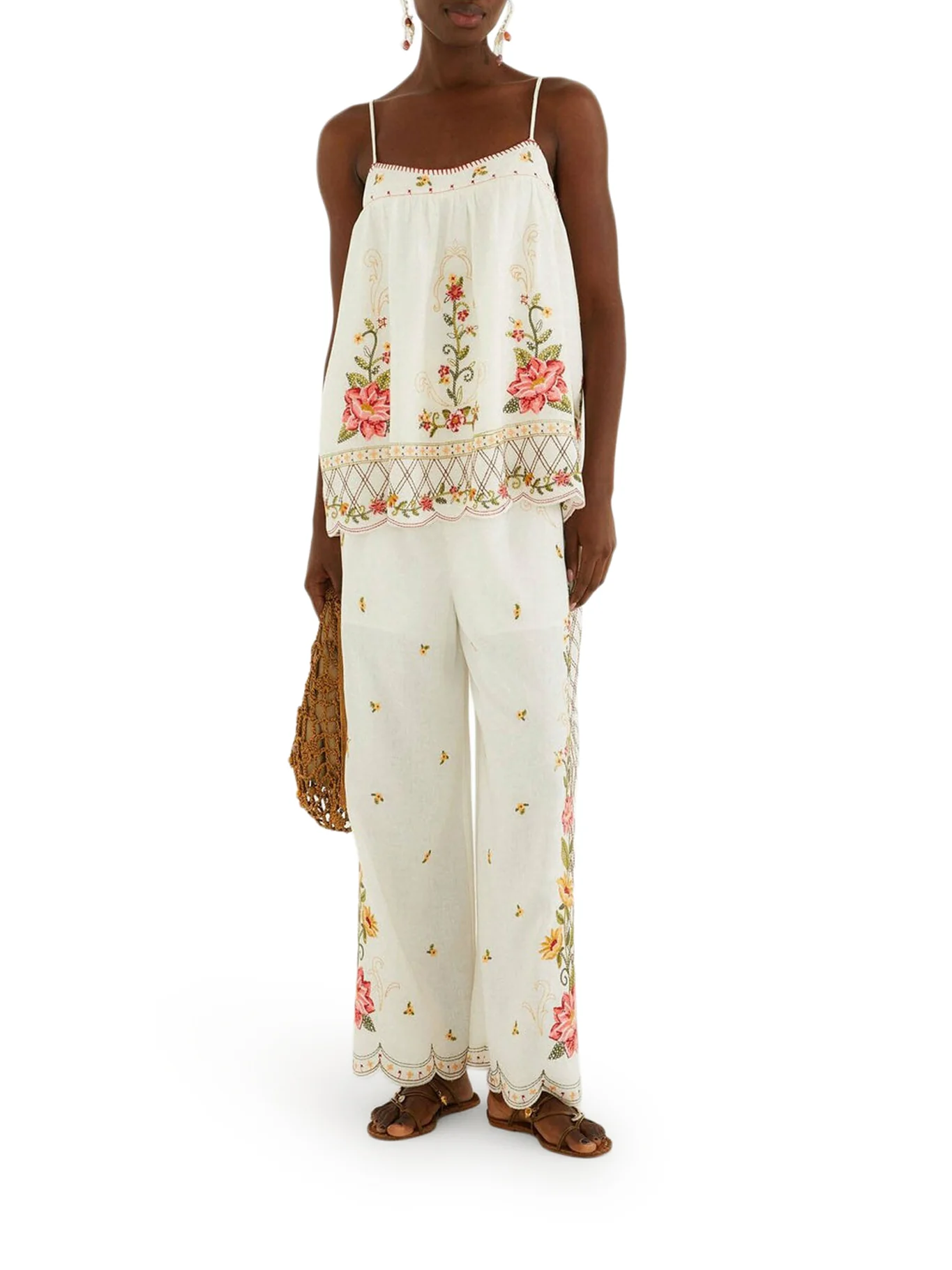PALAZZO TROUSERS WITH FLORAL EMBROIDERY - Image 2