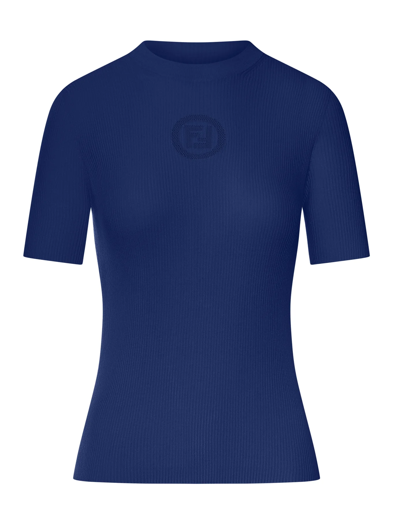 BLUE COTTON SWEATER WITH FRONT LOGO