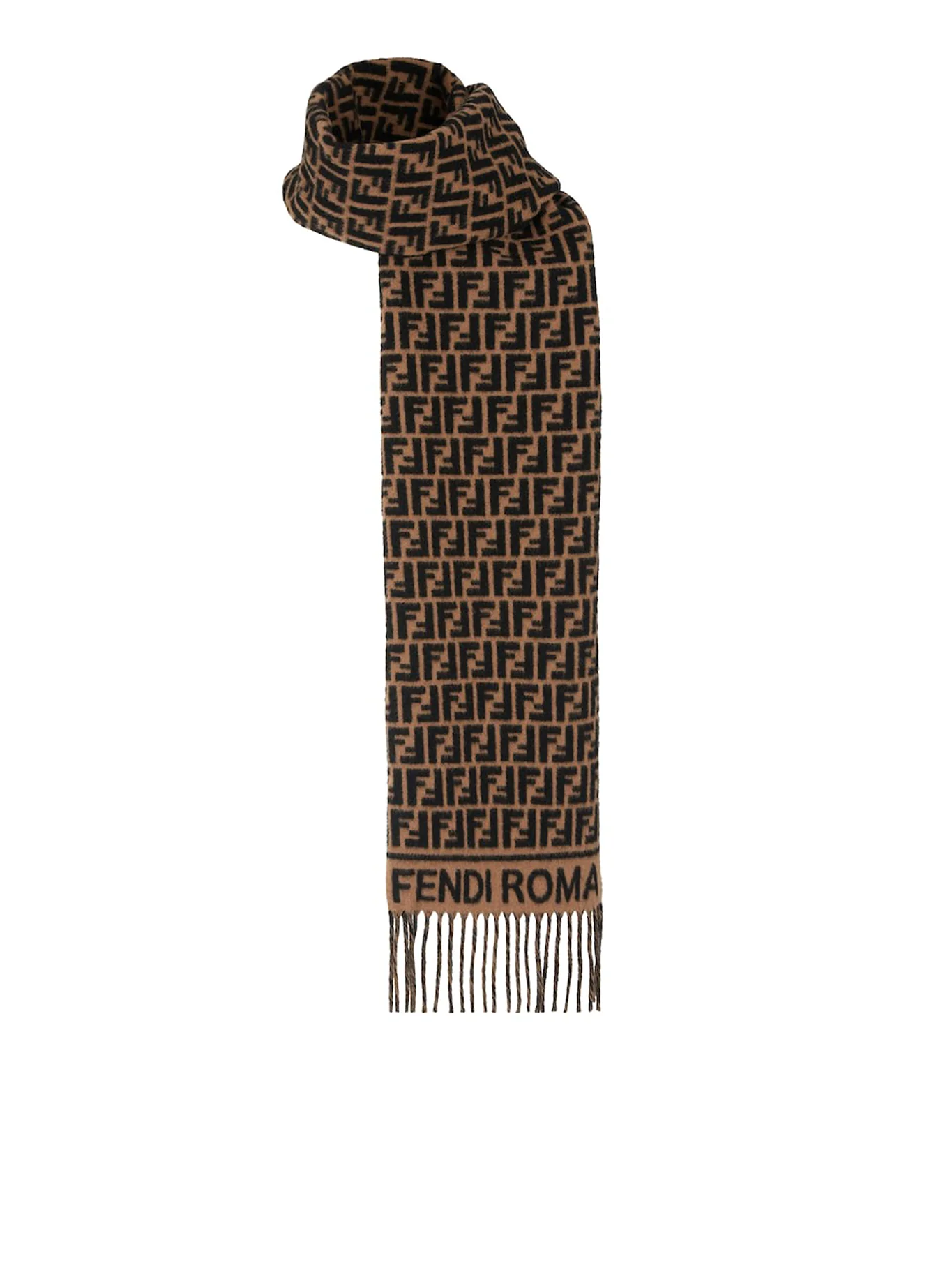 BROWN WOOL AND CASHMERE BLEND SCARF - Image 2