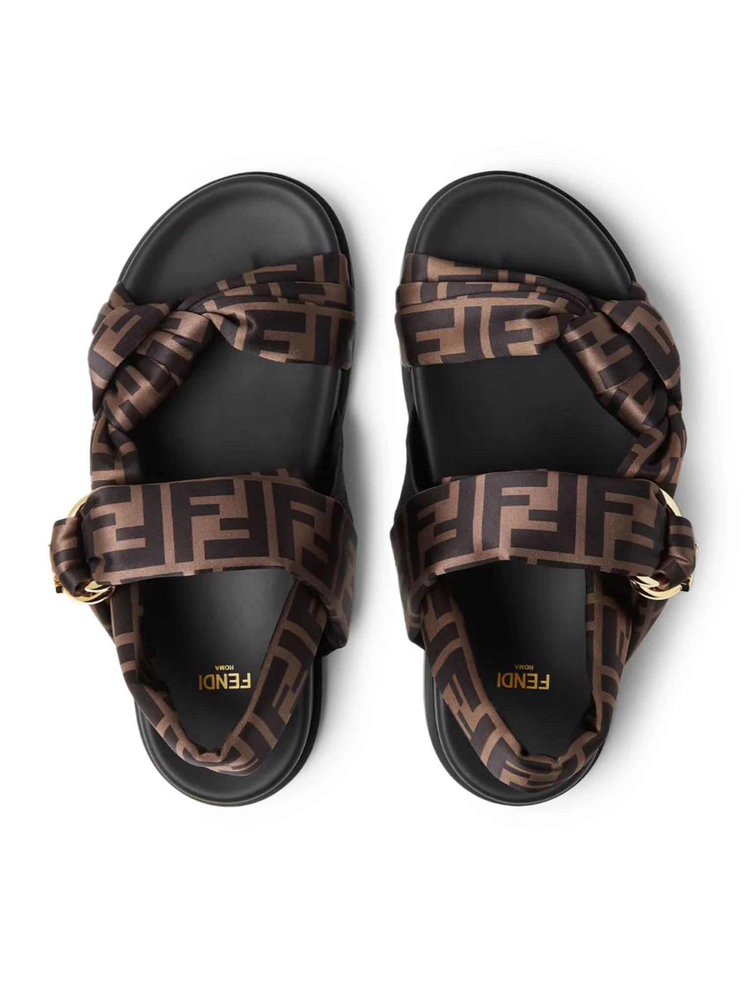 FENDI FEEL BROWN FF SATIN SANDAL - Image 5
