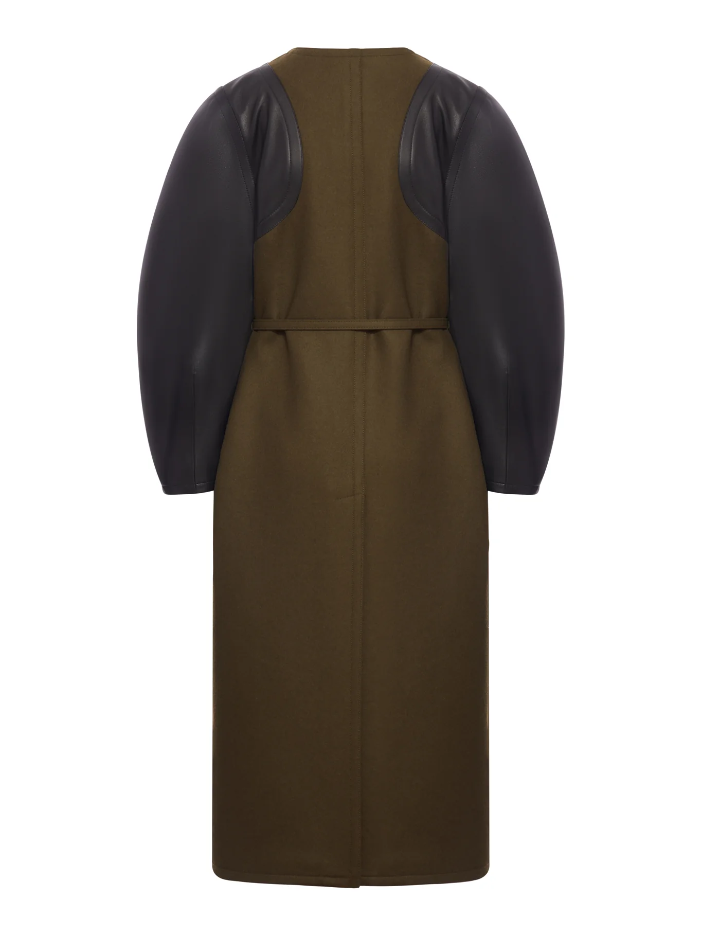 GREEN WOOL AND LEATHER COAT - Image 2