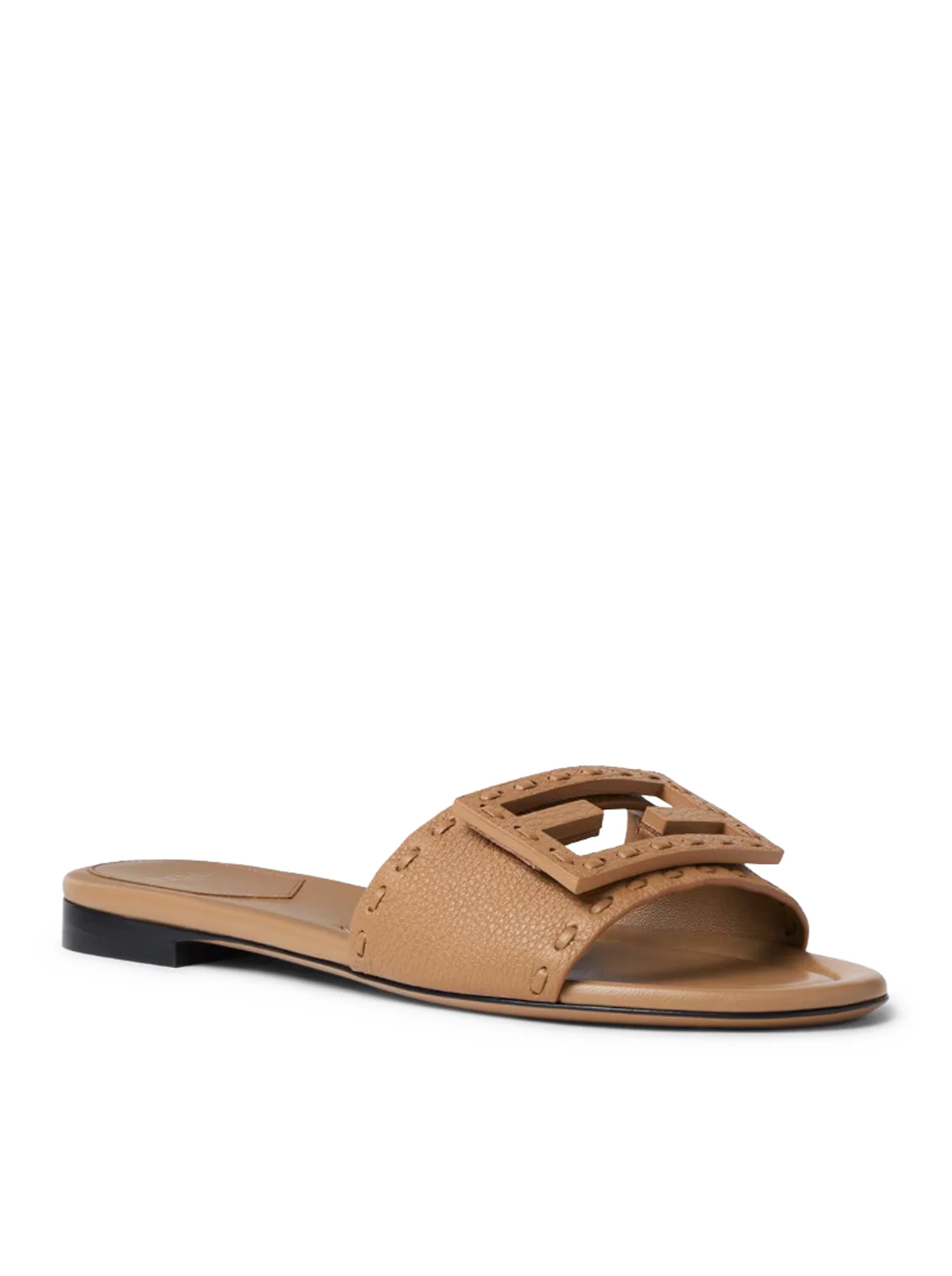 LIGHT BROWN LEATHER BAGUETTE SLIDE - Image 3