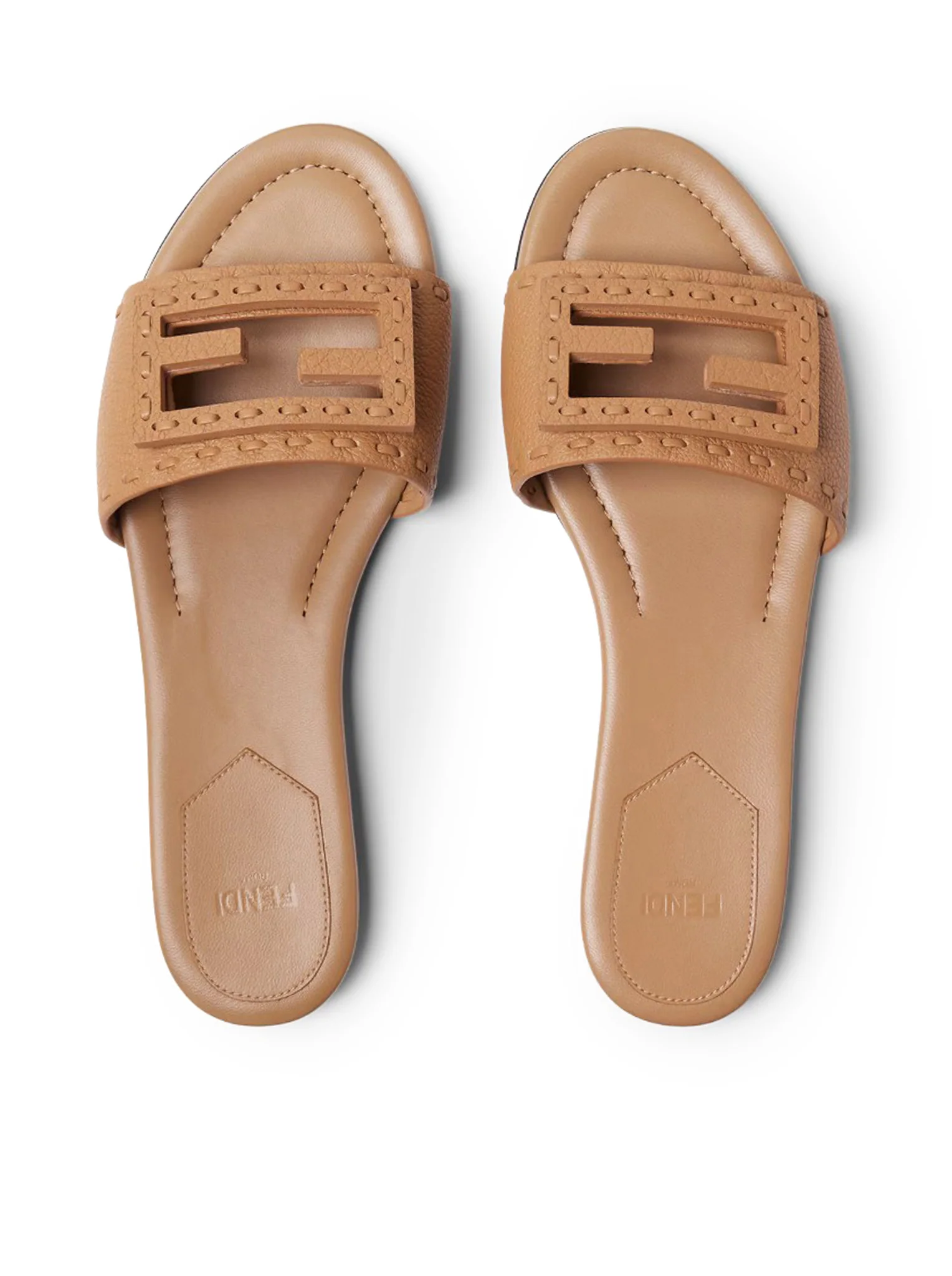 LIGHT BROWN LEATHER BAGUETTE SLIDE - Image 5