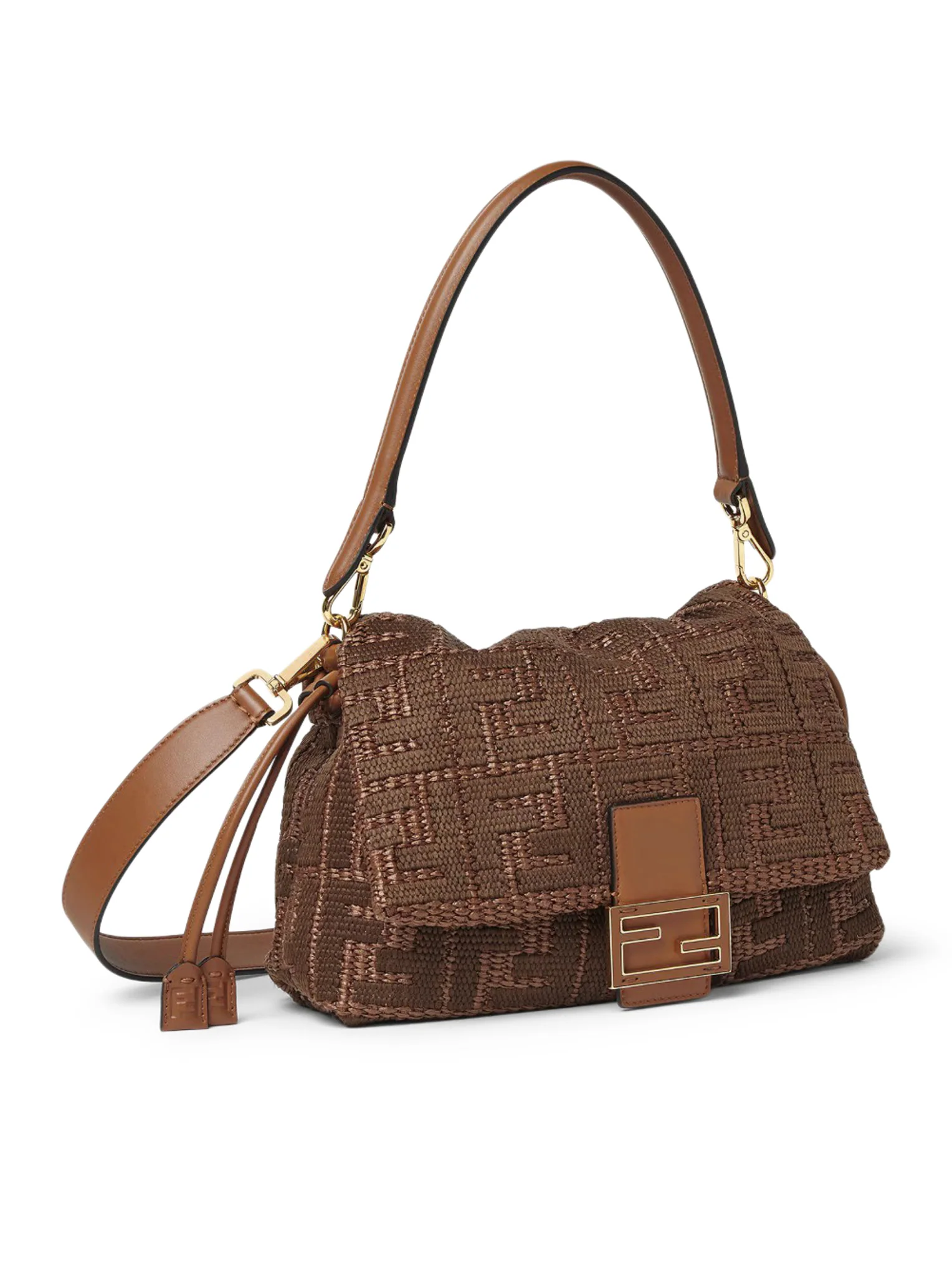 MAMMA BAGUETTE MEDIUM WOVEN RAFFIA BAG WITH FF SELLIER EMBROIDERY - Image 4