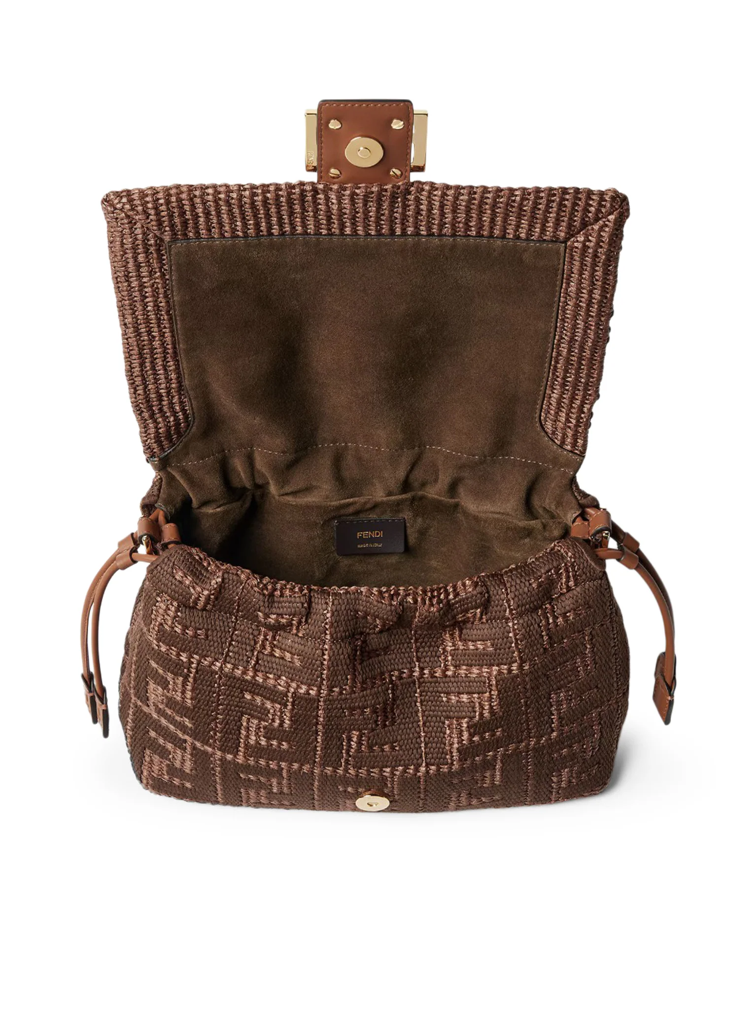 MAMMA BAGUETTE MEDIUM WOVEN RAFFIA BAG WITH FF SELLIER EMBROIDERY - Image 6