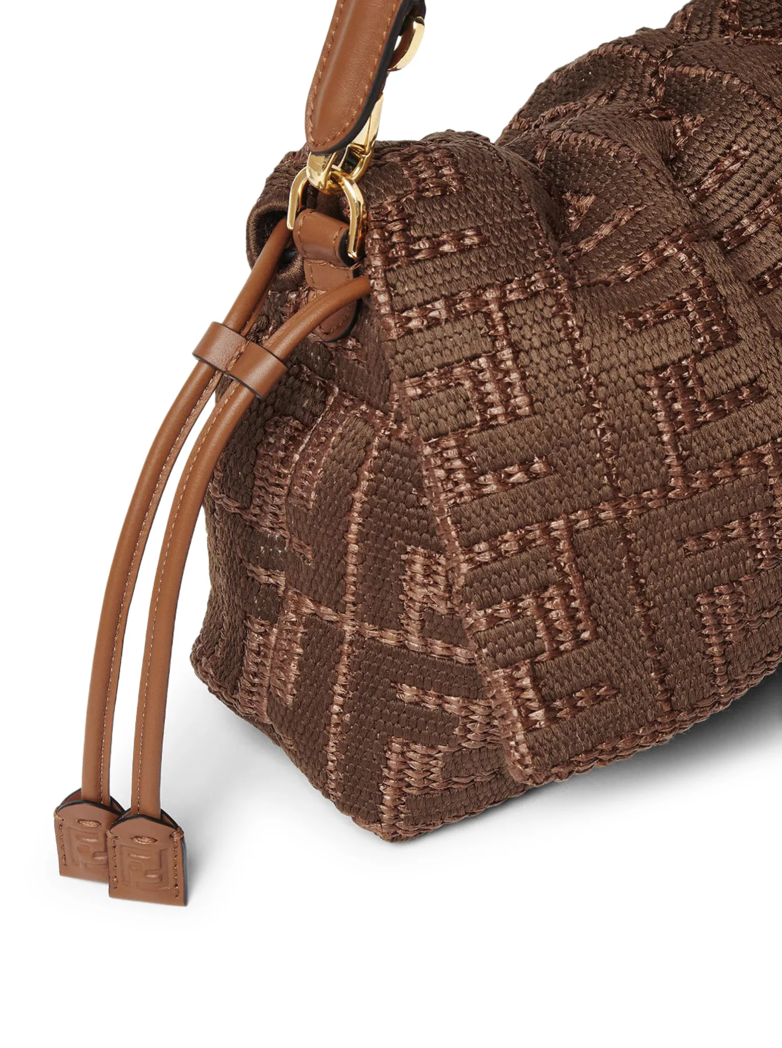 MAMMA BAGUETTE MEDIUM WOVEN RAFFIA BAG WITH FF SELLIER EMBROIDERY - Image 7