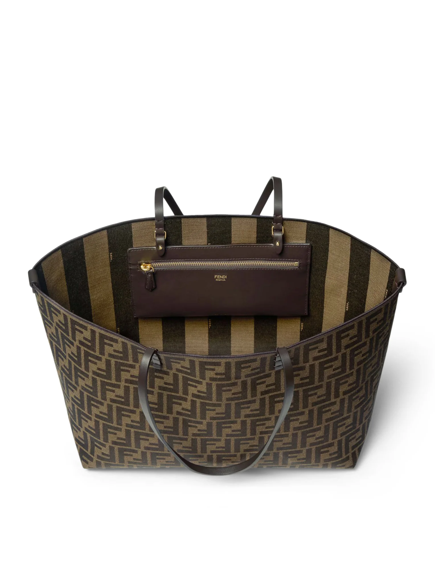 ROLL MEDIUM SHOPPER IN FF JACQUARD AND PEQUIN STRIPED FABRIC - Image 5