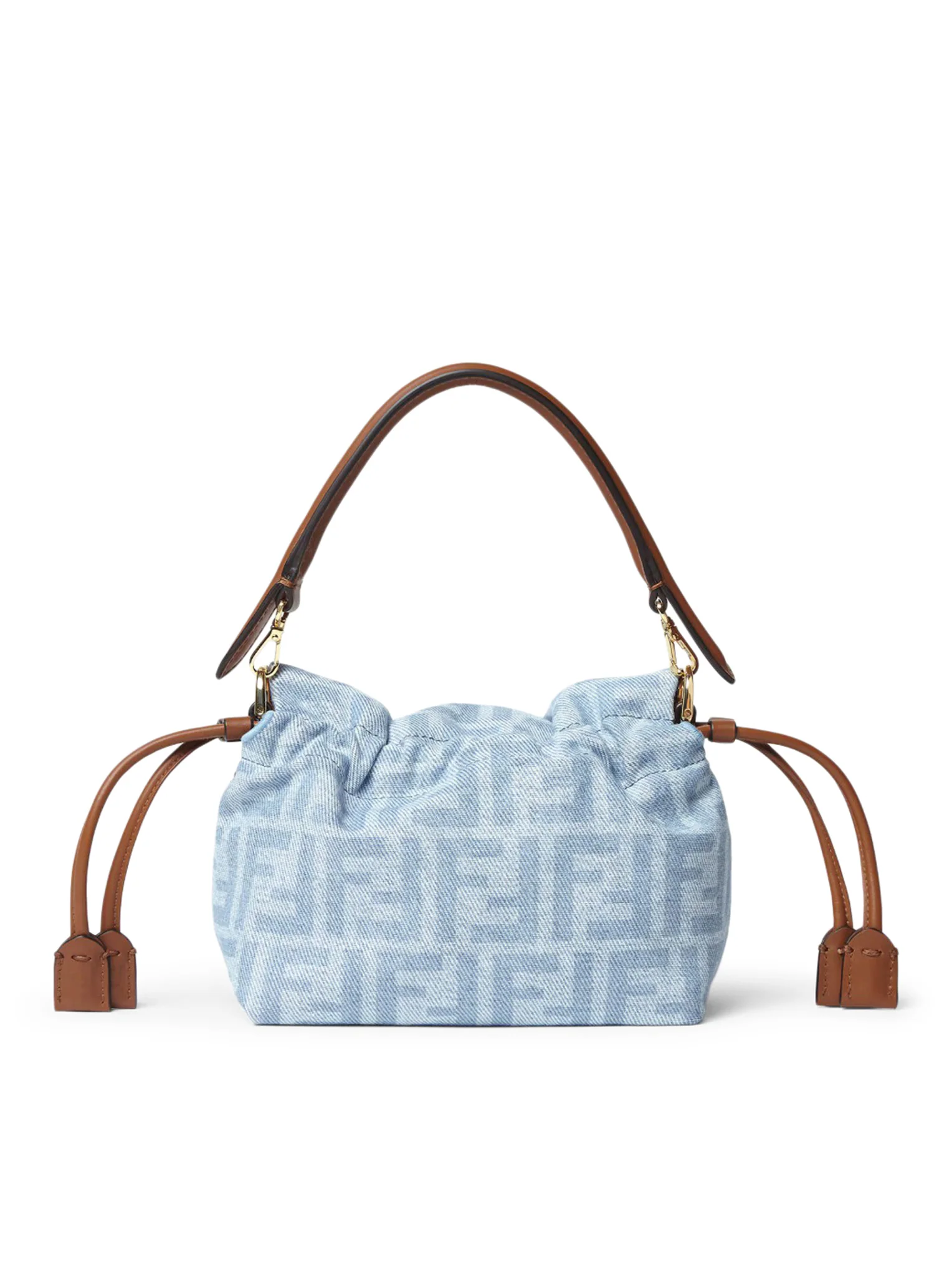 SMALL BAGUETTE MOM BAG IN DENIM FF LIGHT BLUE - Image 5