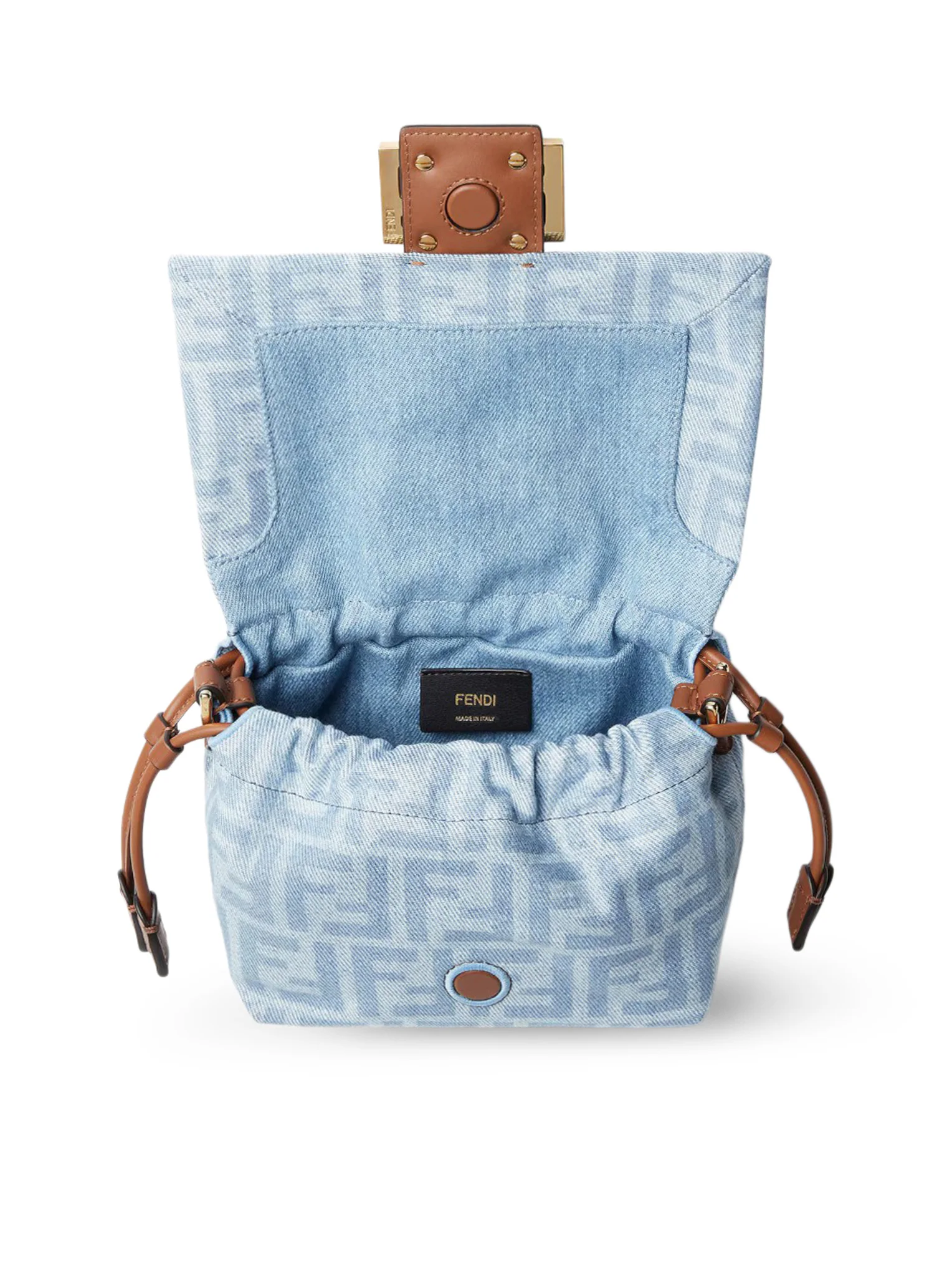 SMALL BAGUETTE MOM BAG IN DENIM FF LIGHT BLUE - Image 6